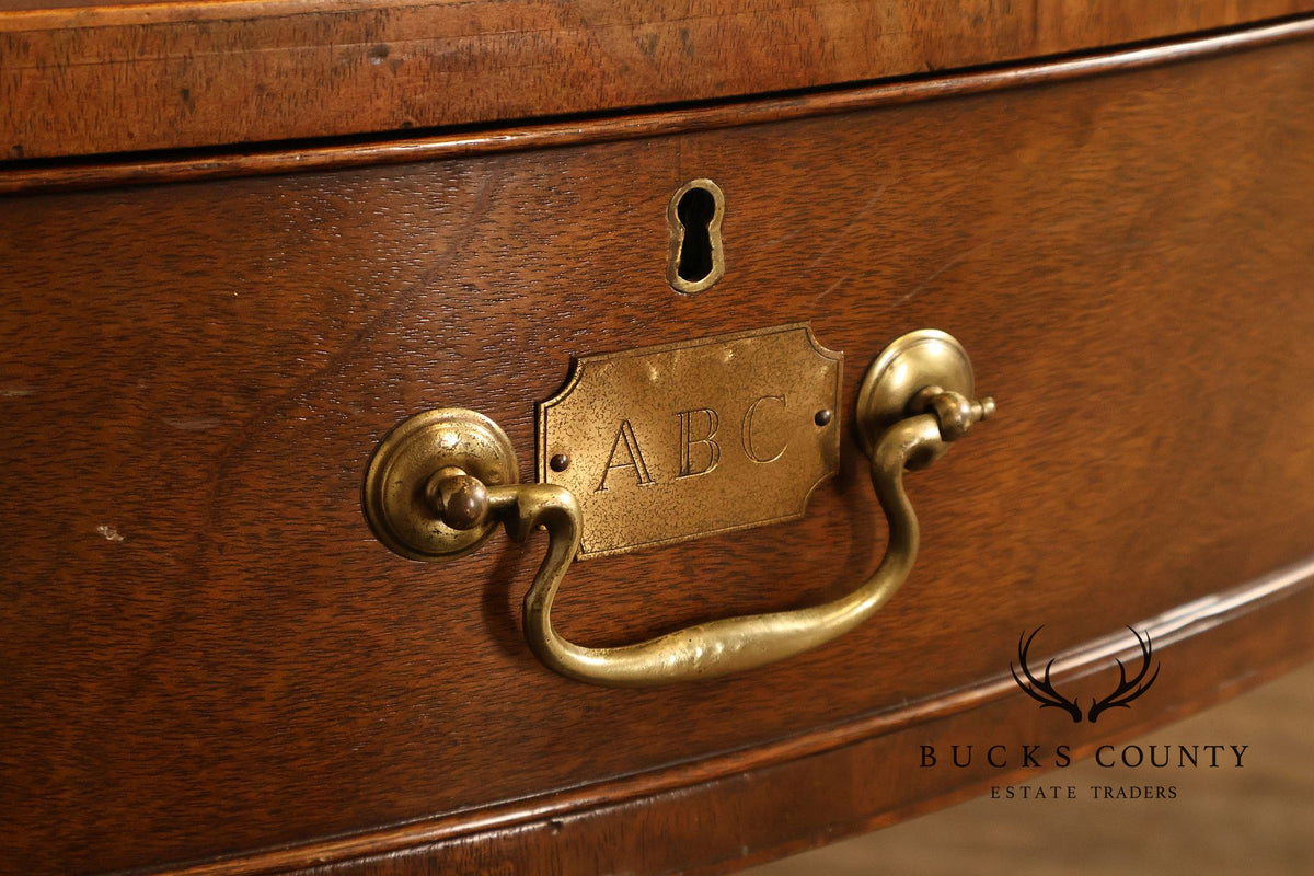Kittinger Leather Top Round Rent Table With Drawers T295
