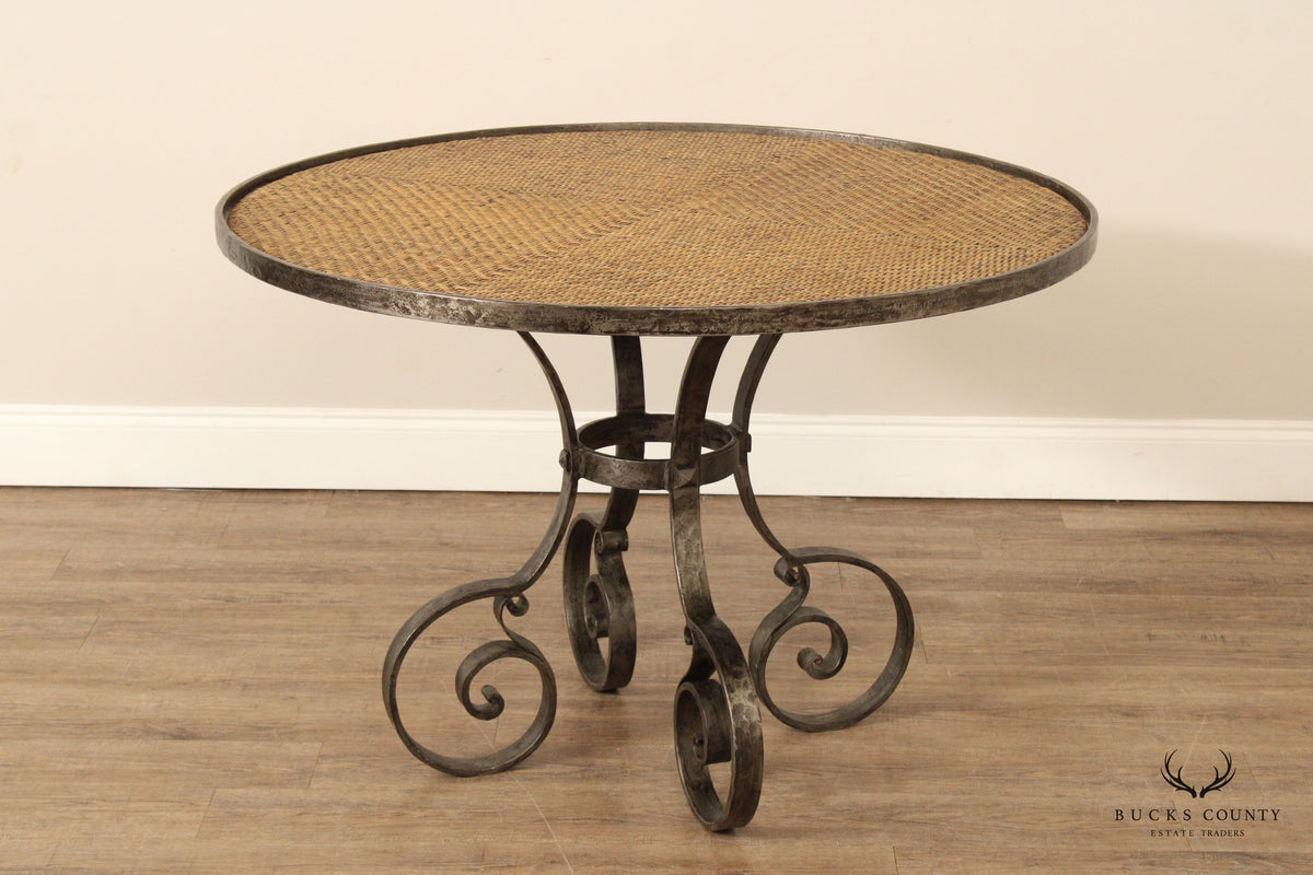 Biedermeier Style Forged Iron Base Round Dining Table