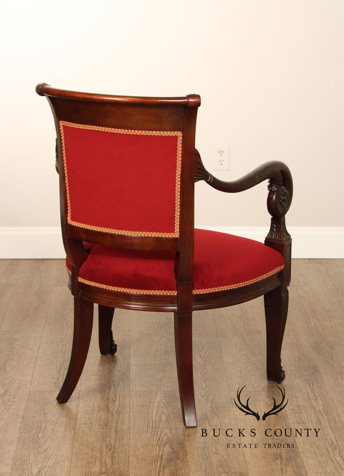 French Empire Style Pair of Mahogany Armchairs