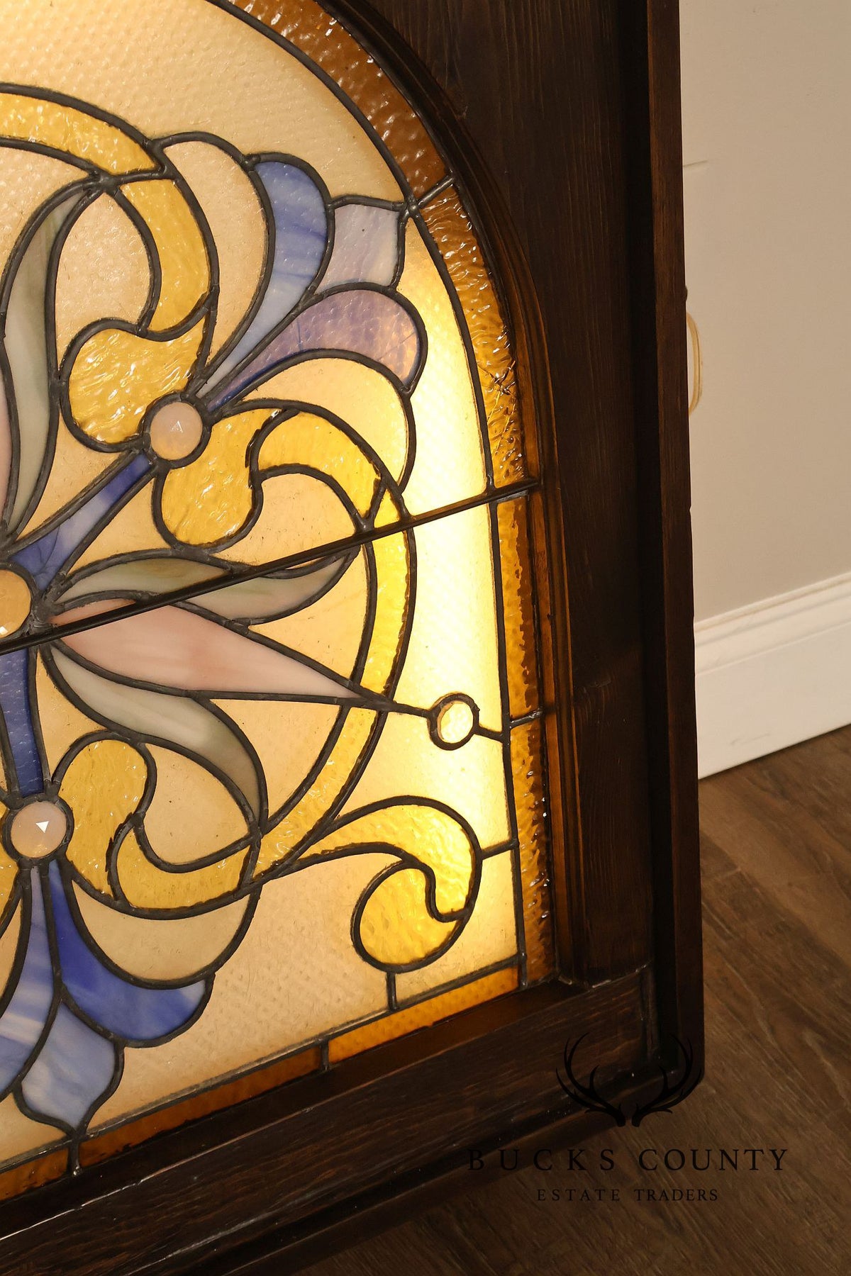 Illuminated Stained Glass Decorative Wall Panel In Wood Frame