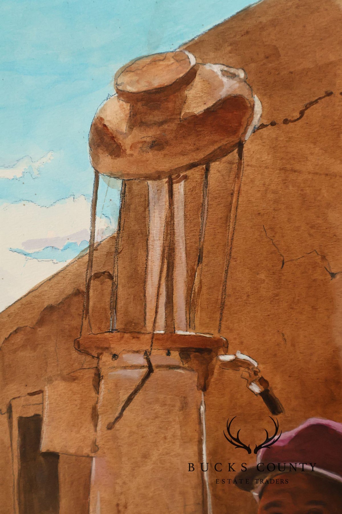 Mike Forde Southwestern Watercolor Painting, 'Albert's Magenta Hat'