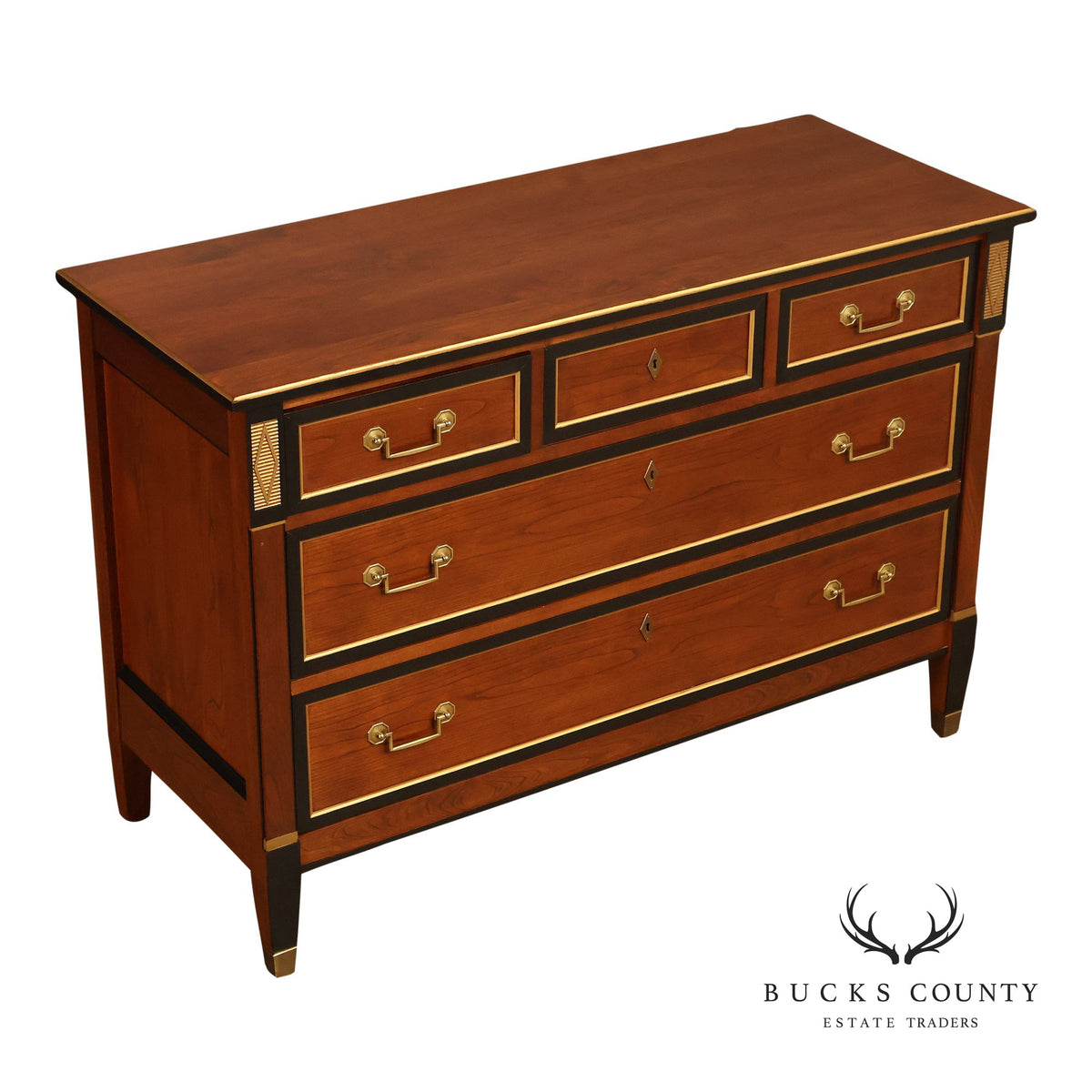 Stickley Directore Style Cherry And Ebonized Chest Of Drawers