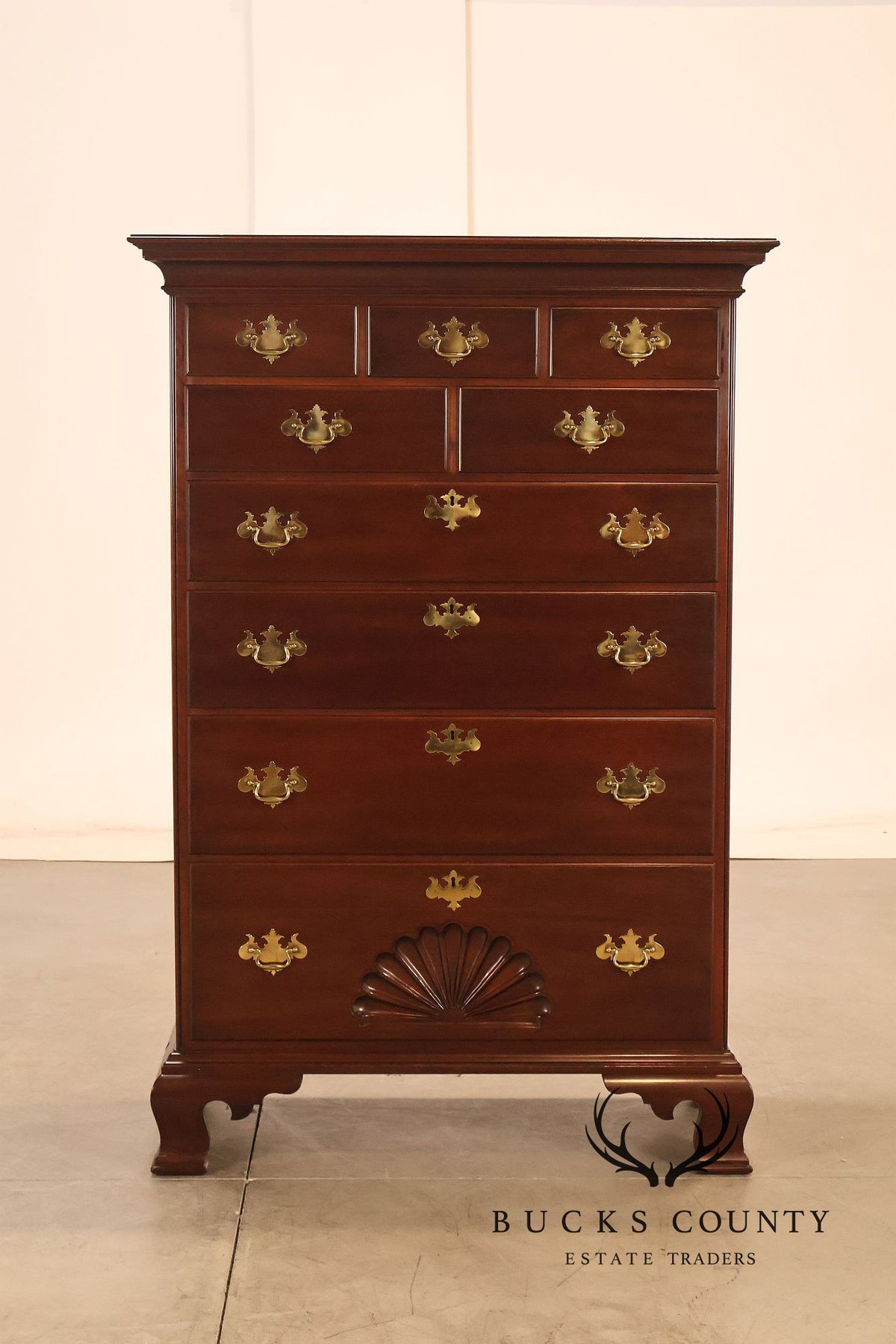 Statton Private Collection Cherry Chippendale Tall Chest Of Drawers
