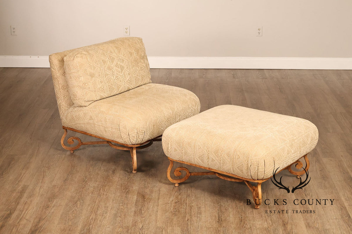 Henredon Upholstered Lounge Chair With Ottoman