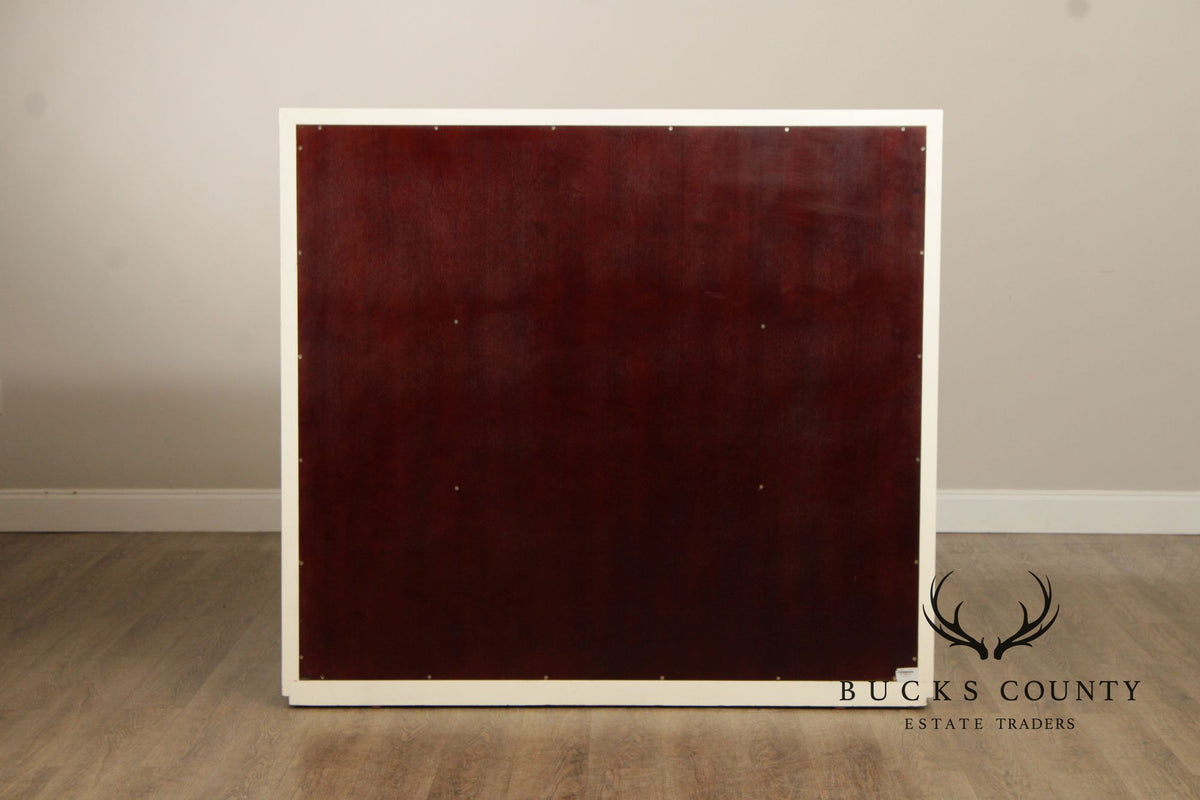 Modern White Lacquer Dry Bar Cabinet With Hidden Mahogany Interior And Rotating Shelves