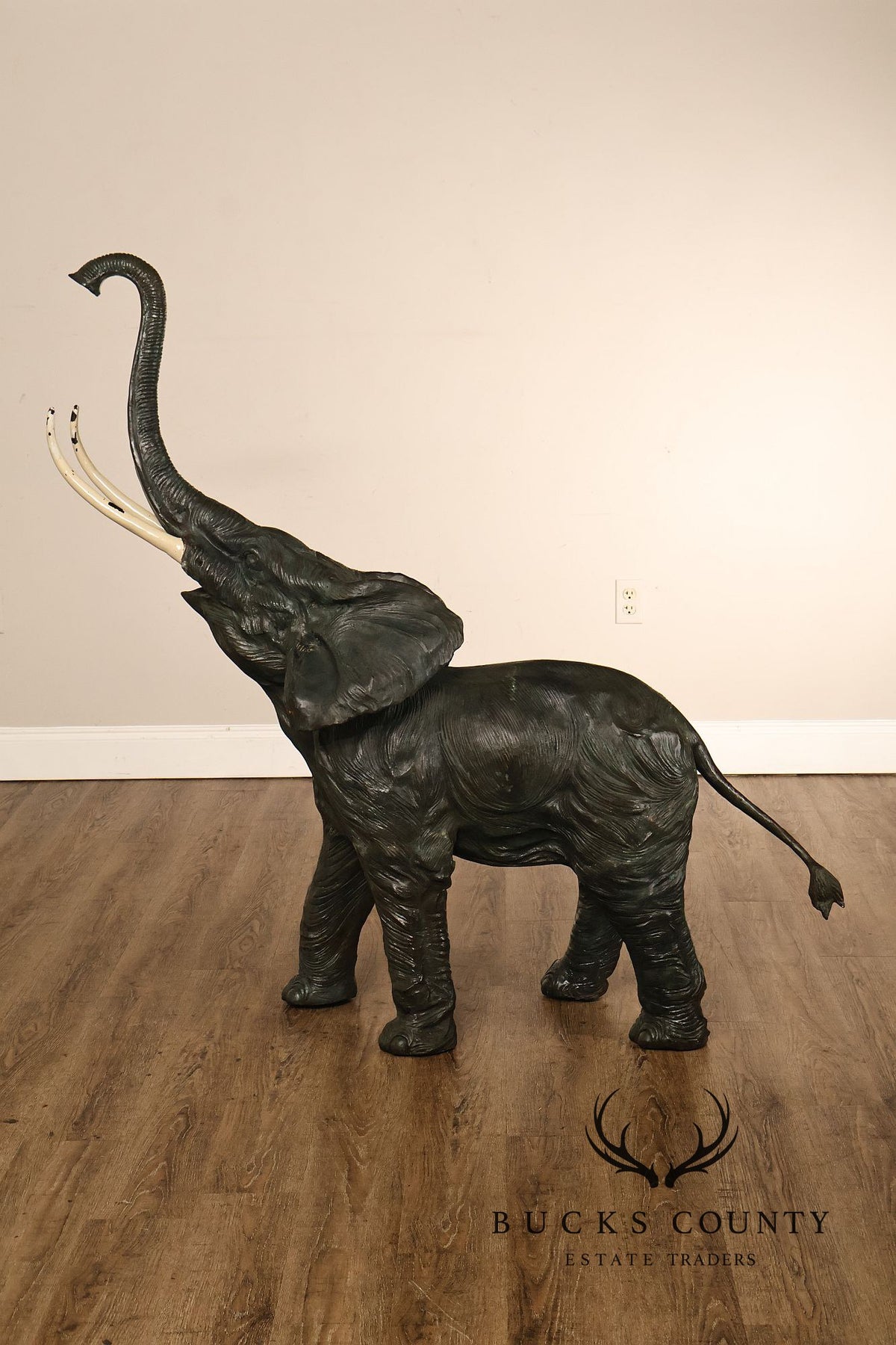 Monumental Patinated Bronze Elephant Statue