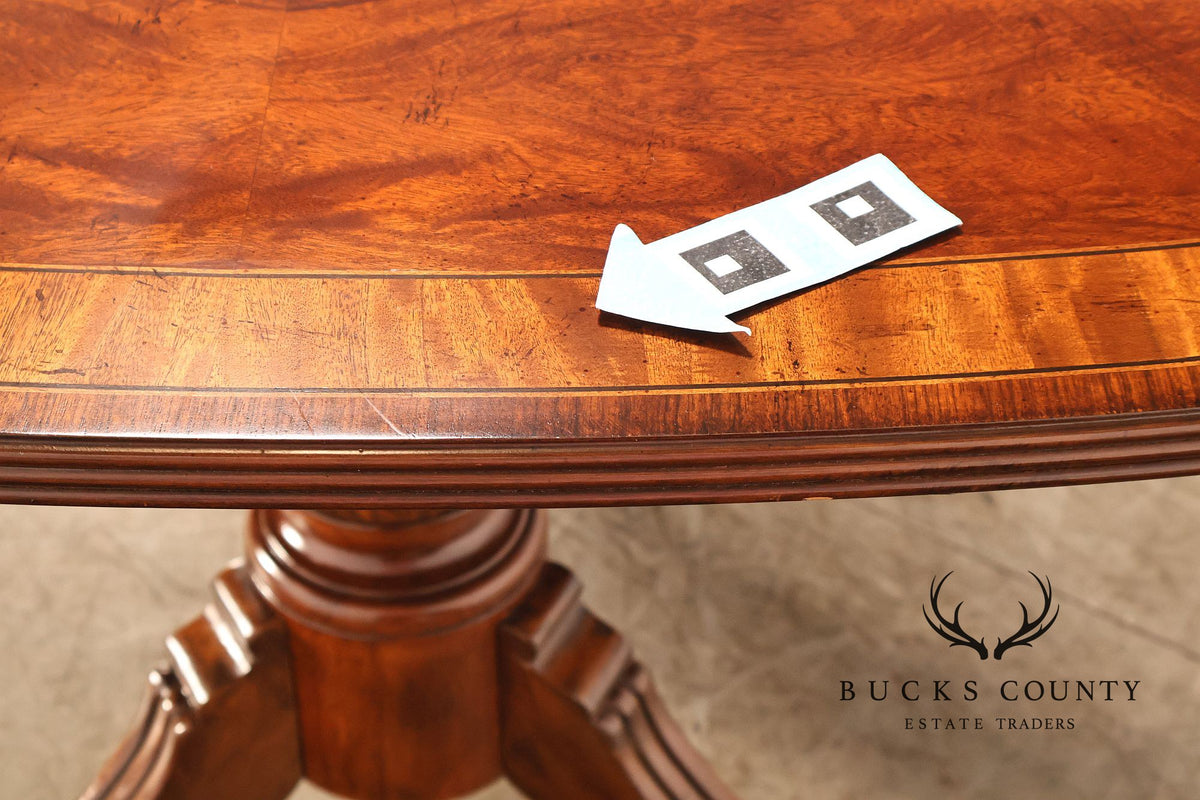 Georgian Style Banded Mahogany Double Pedestal Extension Dining Table