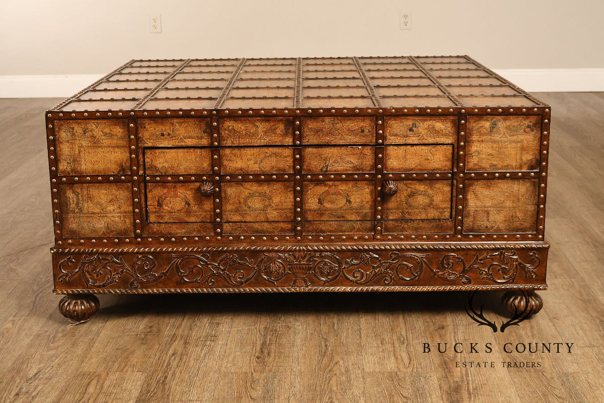 Pulaski 'Espaigne' Large Square Old World Map Storage Coffee Table