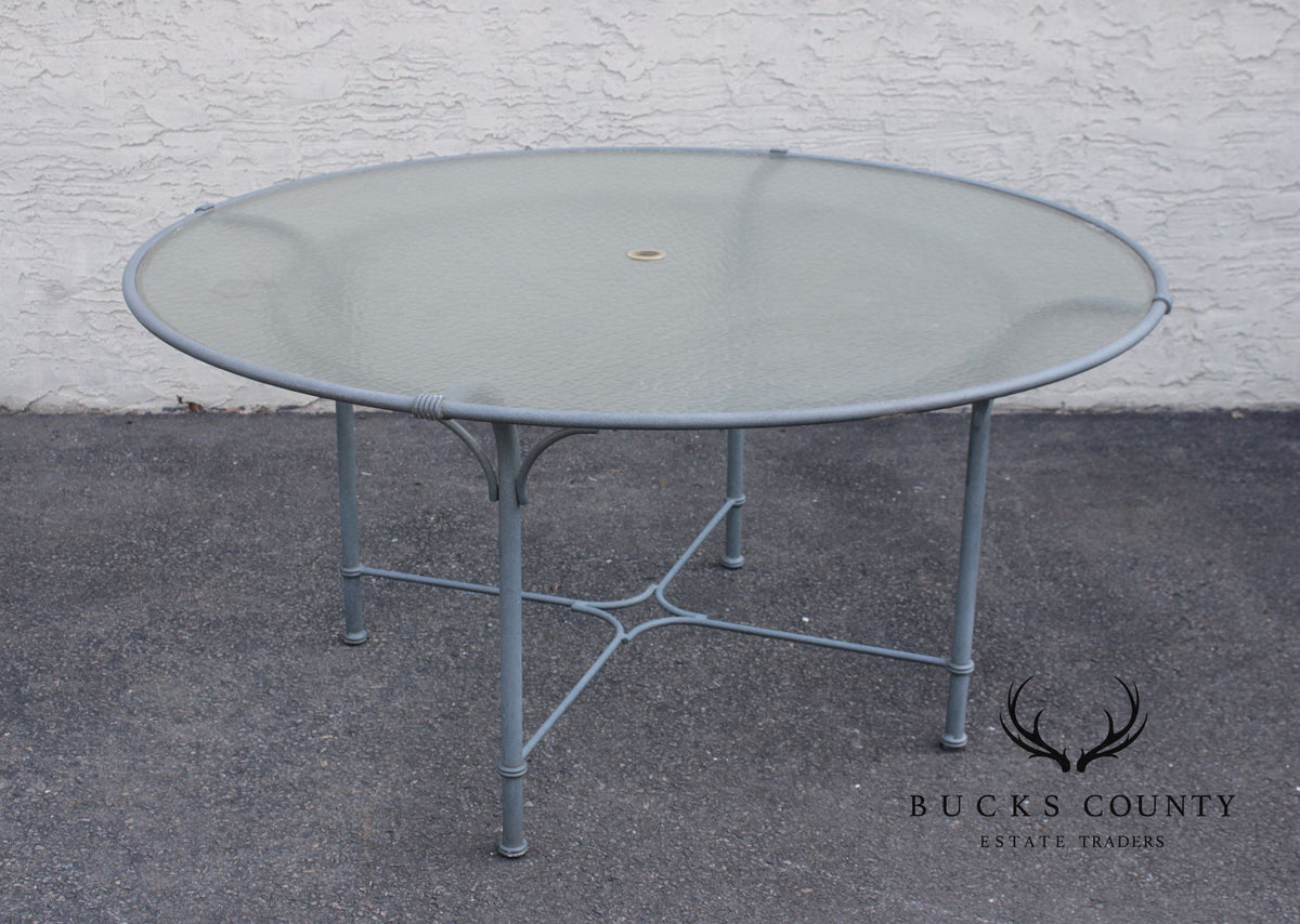 Brown Jordan Large Round Glass Top Patio Dining Table