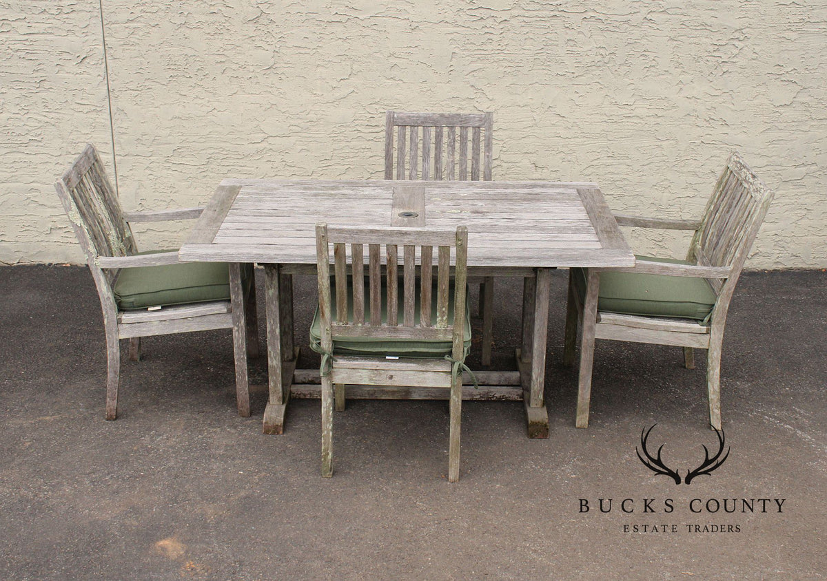 Gloster Teak Outdoor Patio Dining Table With Four Chairs