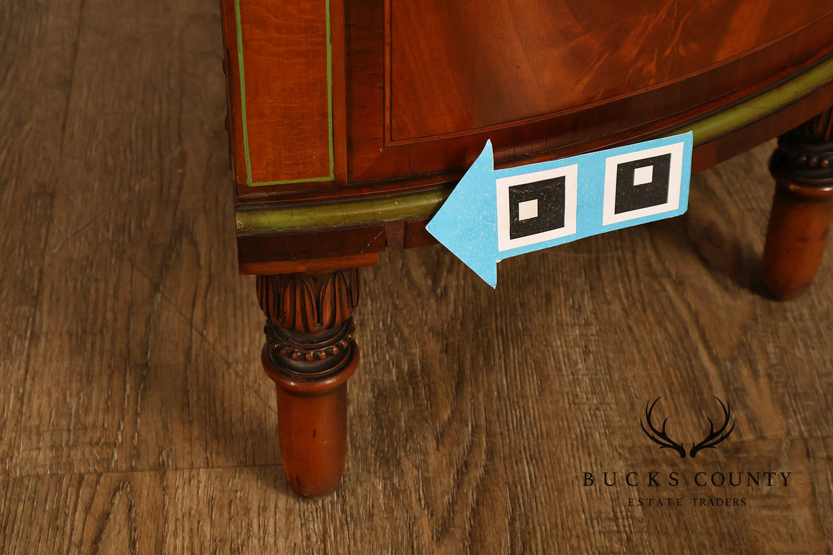 Neoclassical Style Inlaid Demilune Cabinet With Interior Drawers