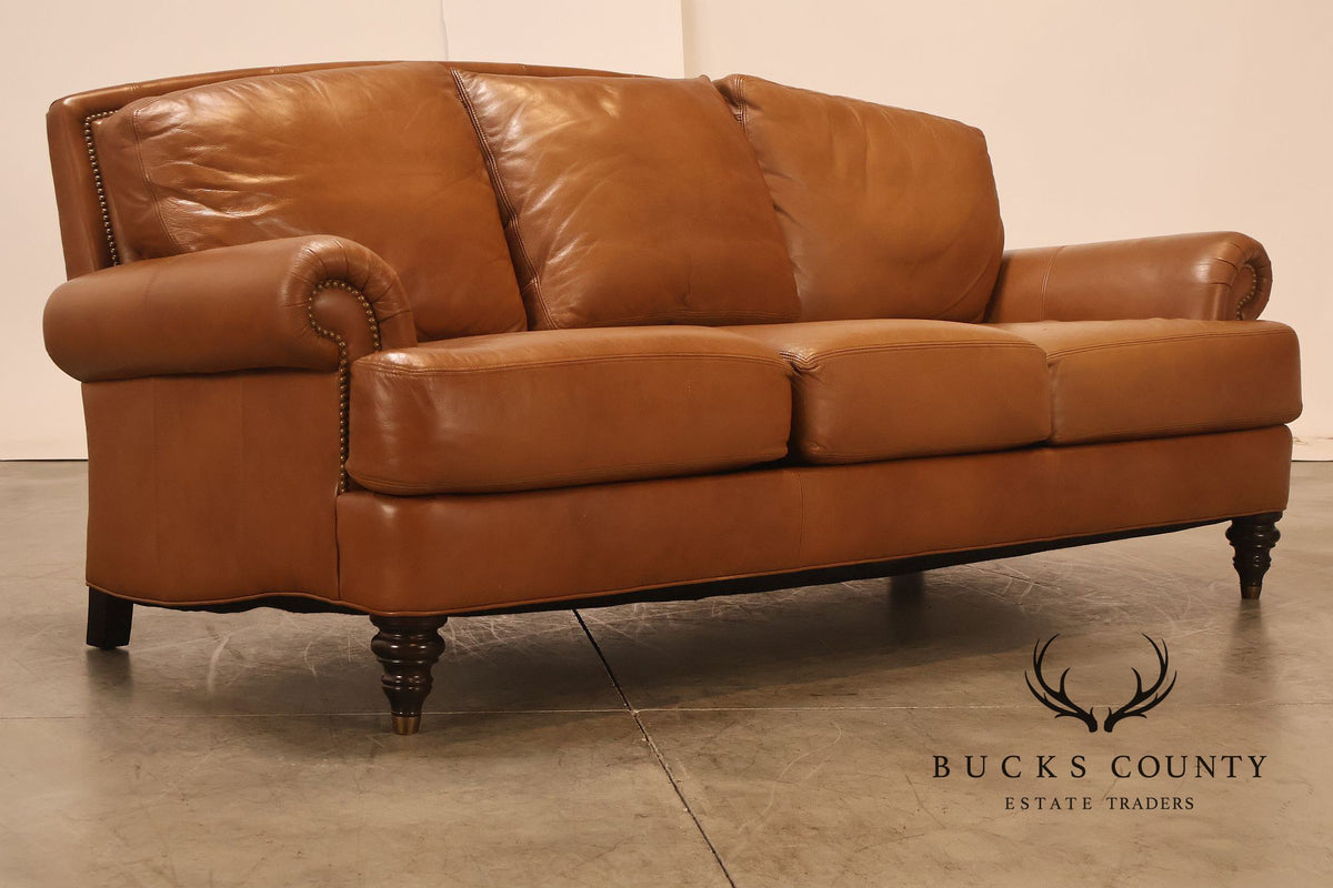 Ethan Allen 'Hyde' Three-Seat Leather Sofa