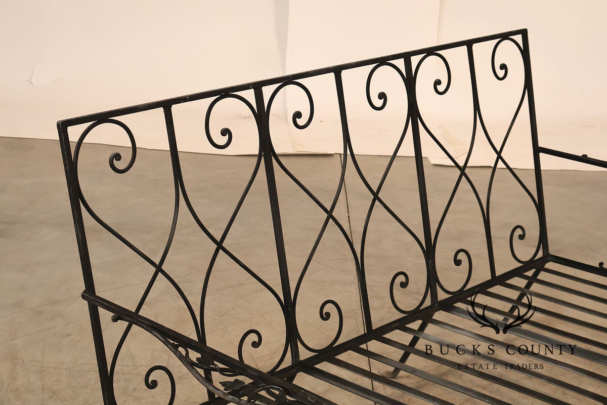 Vintage Wrought Iron Scrollwork Garden Bench