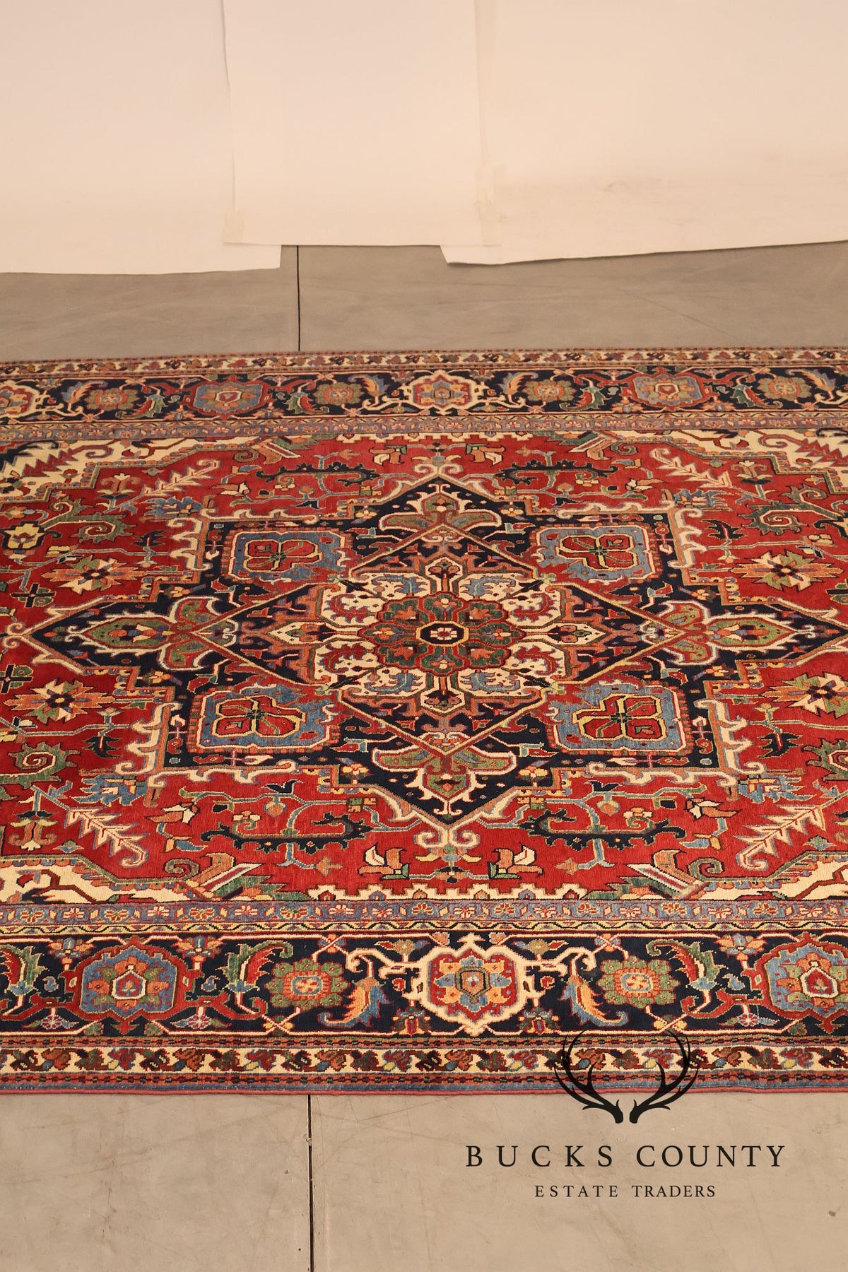 Persian Heriz Hand Knotted Wool Room Size Rug 9' x 13'