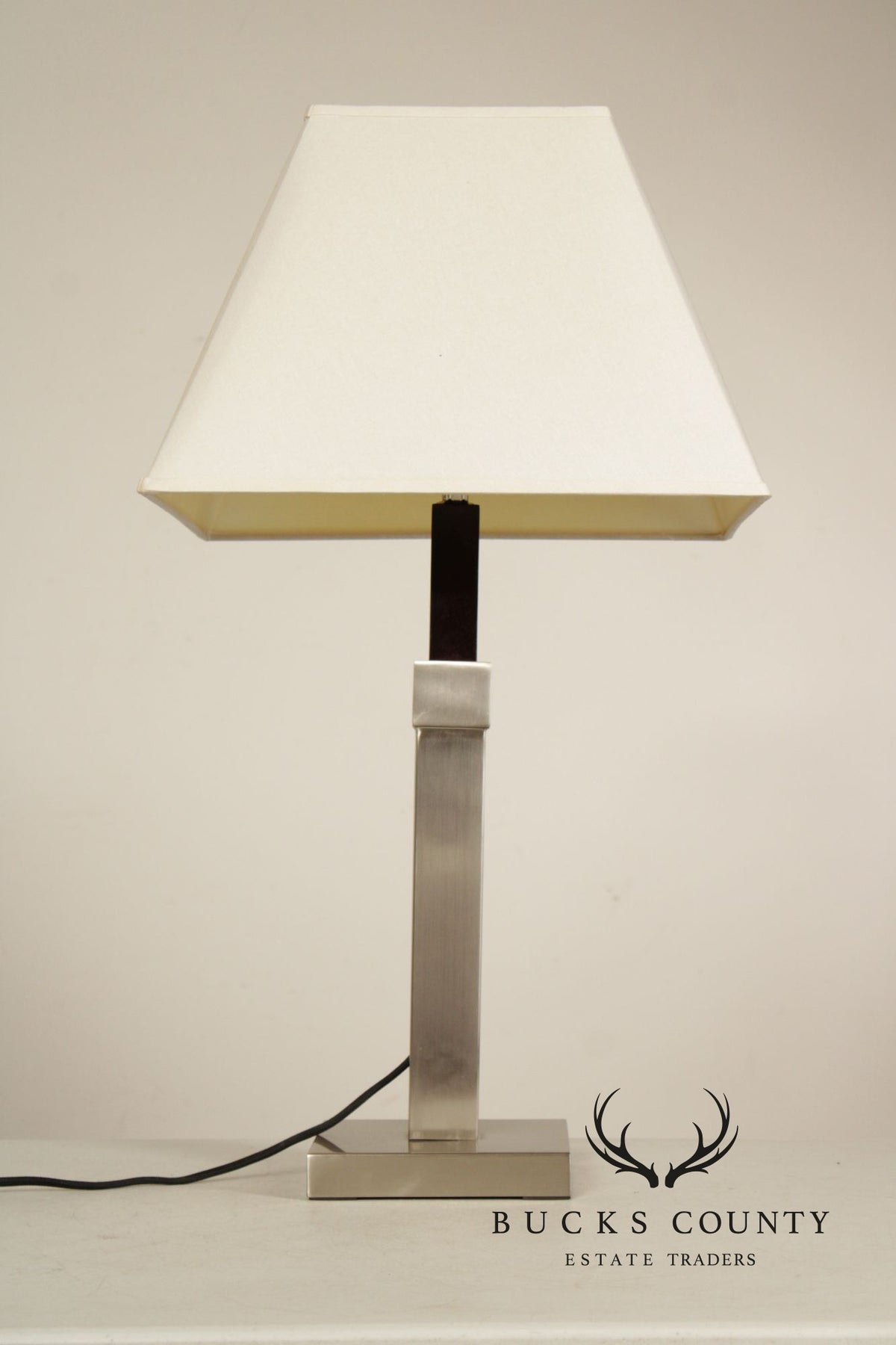 Crate & Barrel Contemporary Pair of 'Denley' Steel Table Lamps