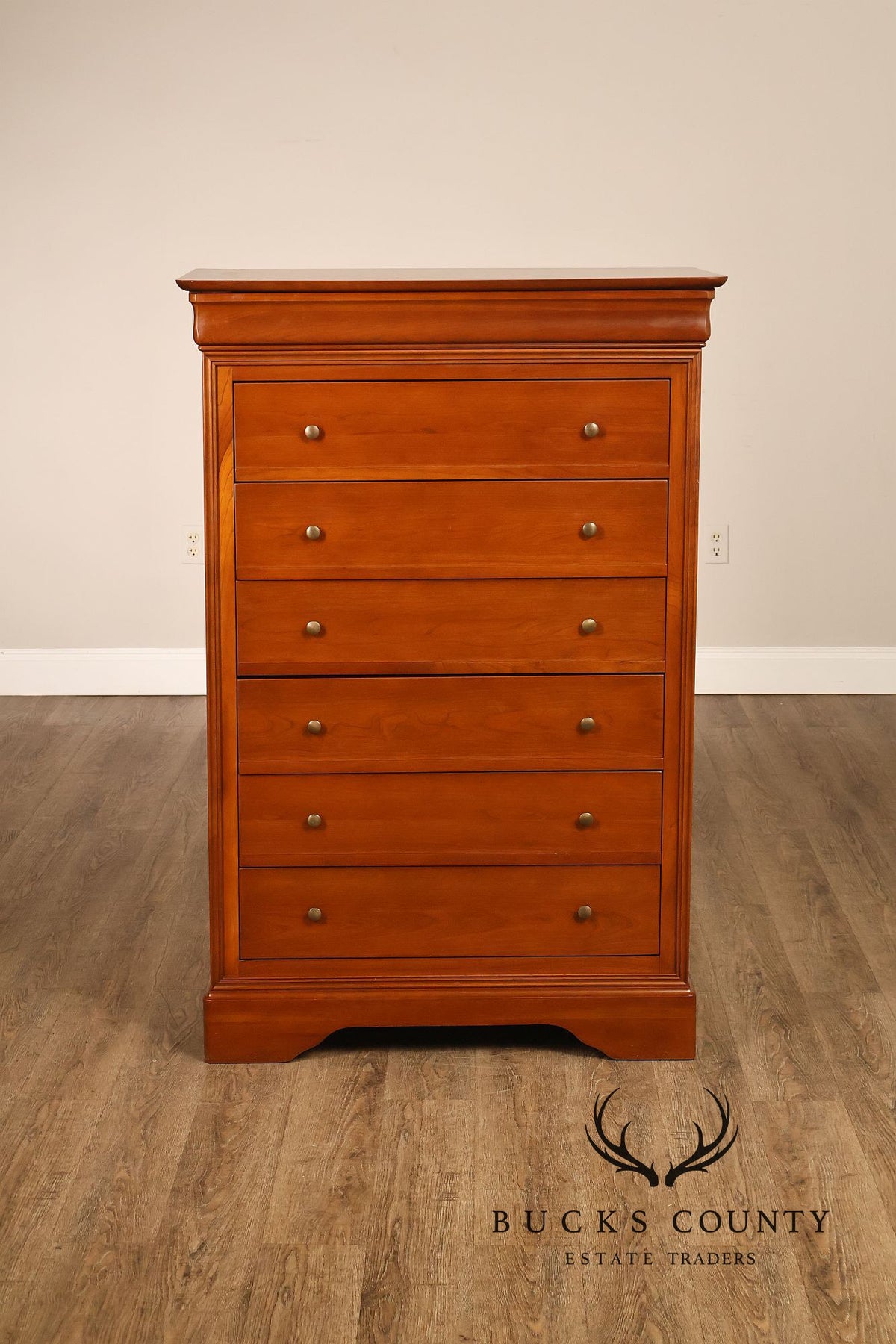 Louis Philippe Style Cherry Seven Drawer Tall Chest Of Drawers