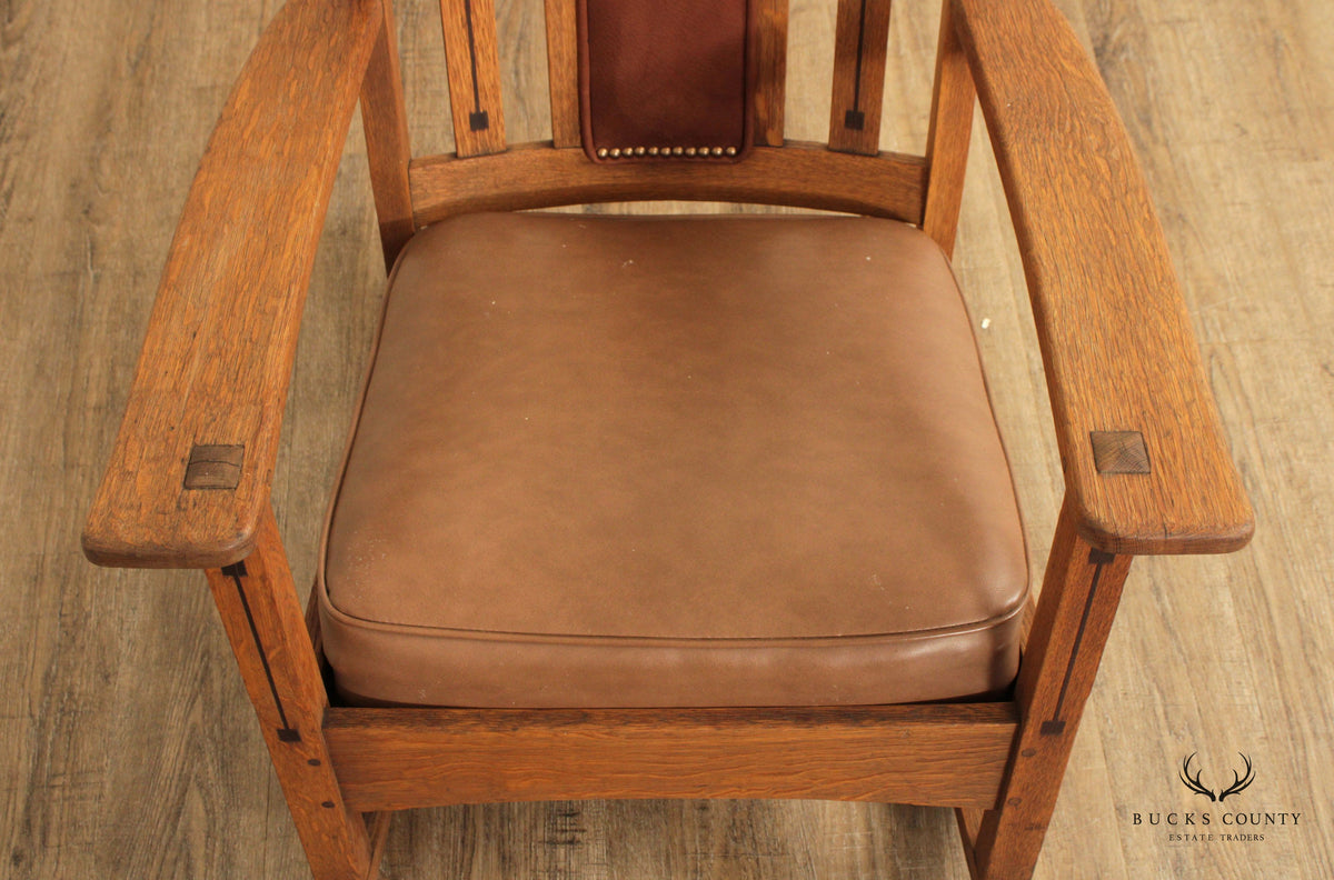 Limbert Mission Inlaid Oak Rocker