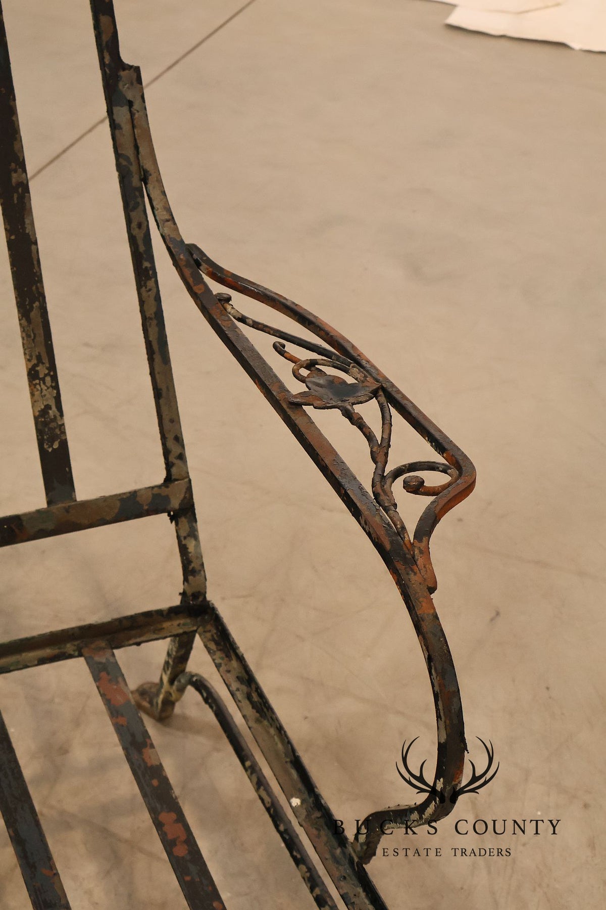 Vintage Wrought Iron Ivy Pattern Garden Bench