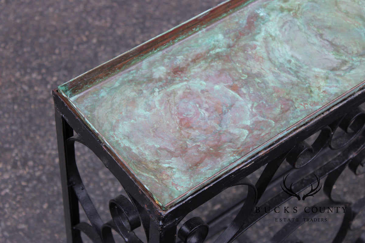 Ornamental Iron Window Length Narrow Planter With Copper Insert