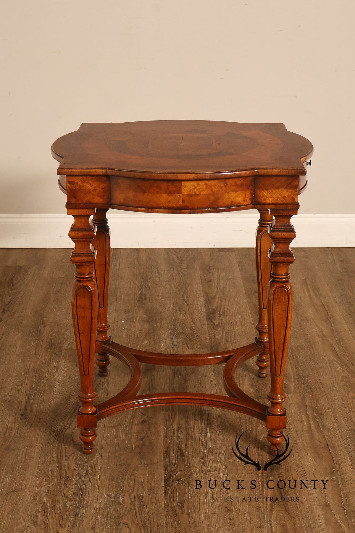 Koypthe Continental Style Walnut And Burl Walnut Inlaid Accent Table
