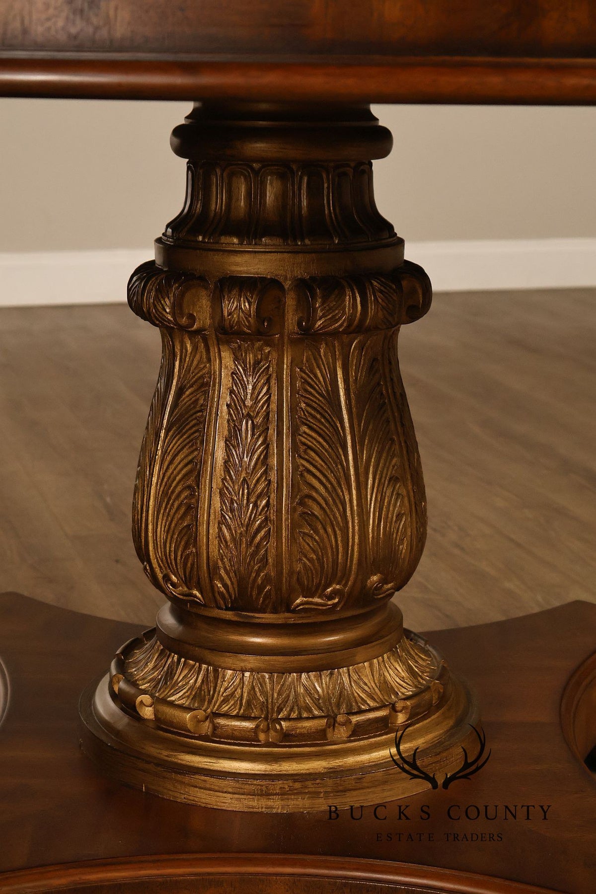 Drexel Neoclassical Revival Round Marble Top Pedestal Dining or Center Table With Claw Feet