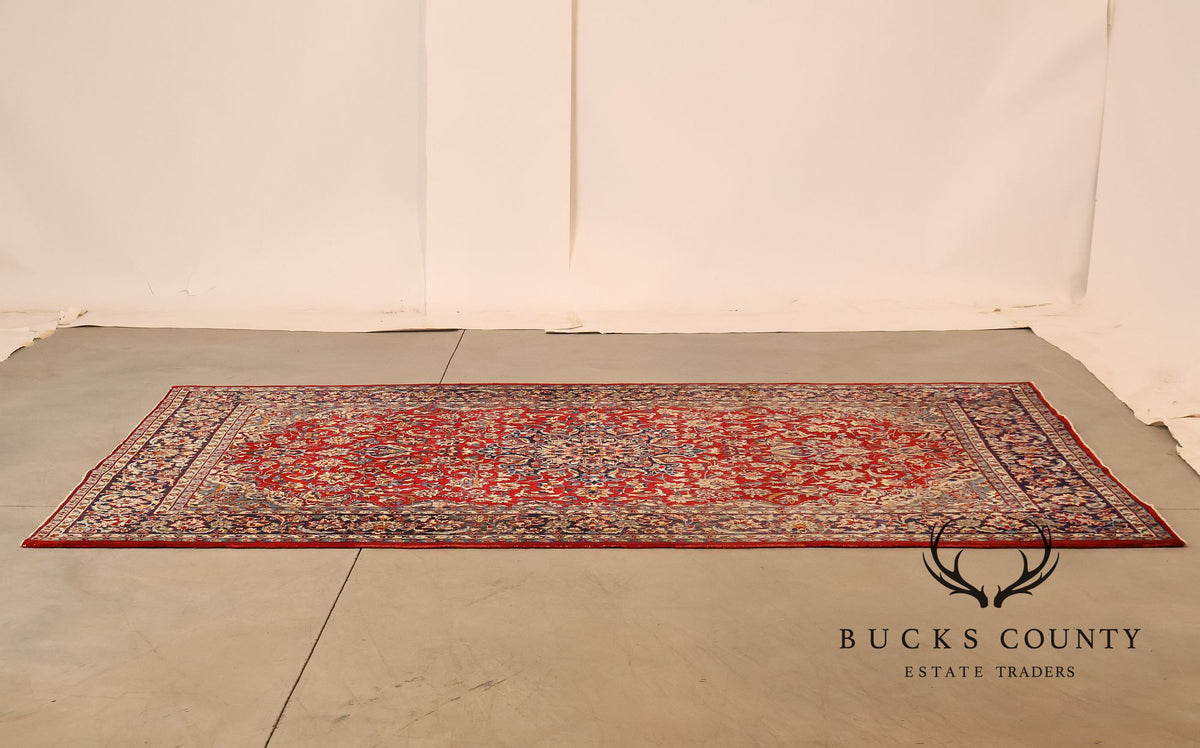 Hand Knotted Persian Style Vintage Wool Area Rug Red Field Floral Medallion