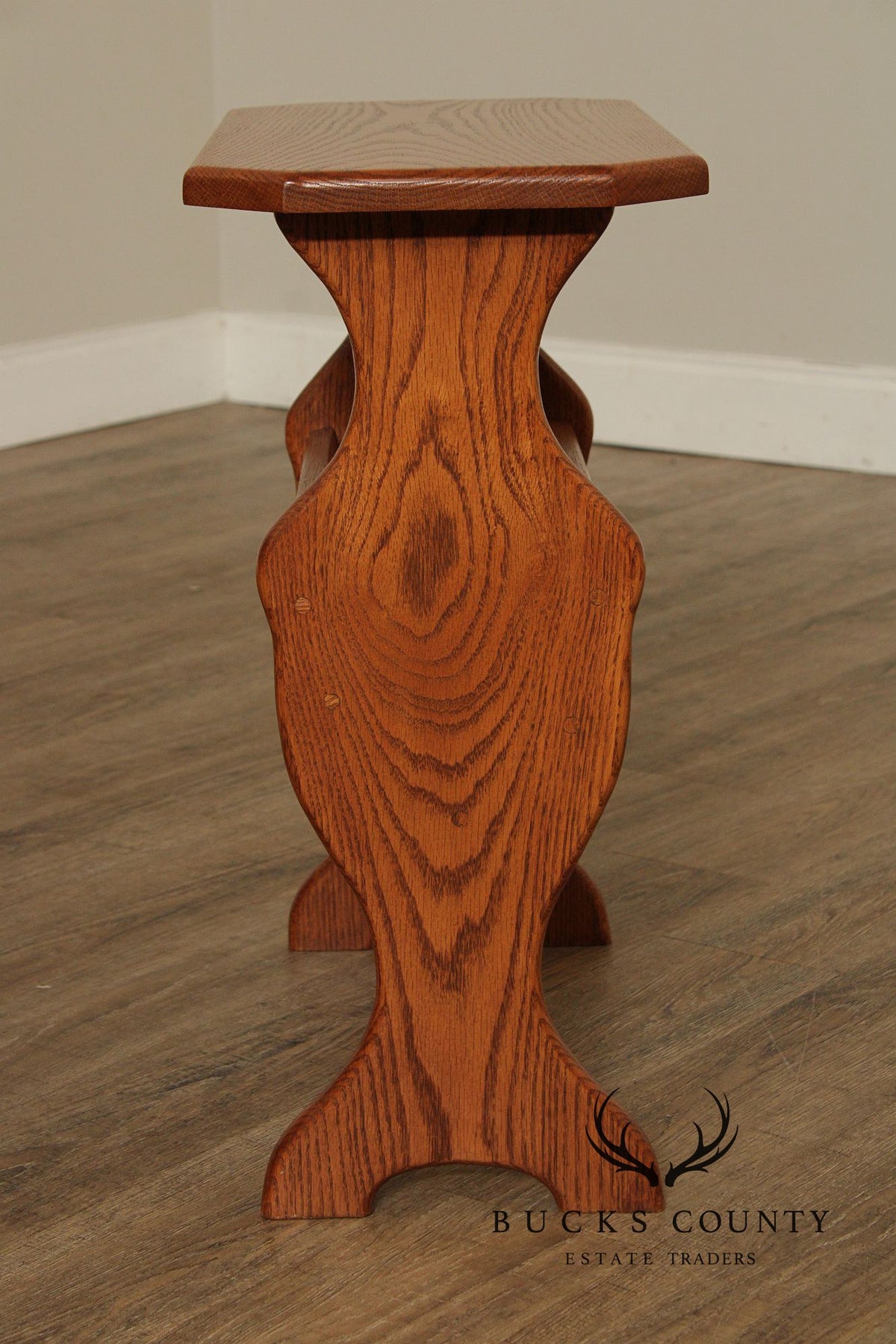 Vintage Oak Magazine Rack Side Table