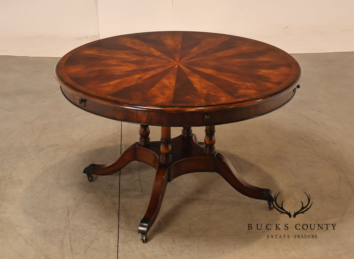 Theodore Alexander Regency Style Flame Mahogany Round Expanding Dining Table