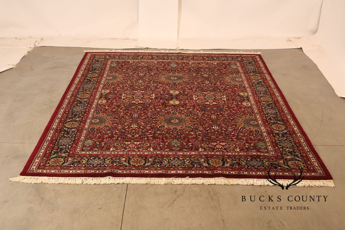 Hand Knotted Persian Style Wool Area Rug With Floral Medallion Design