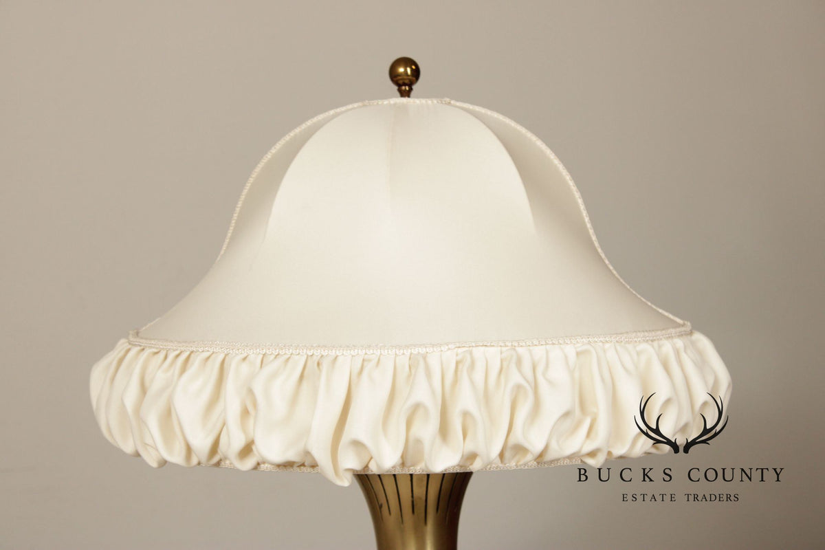 Leviton Art Deco Style Pair of Brass And Lucite Table Lamps