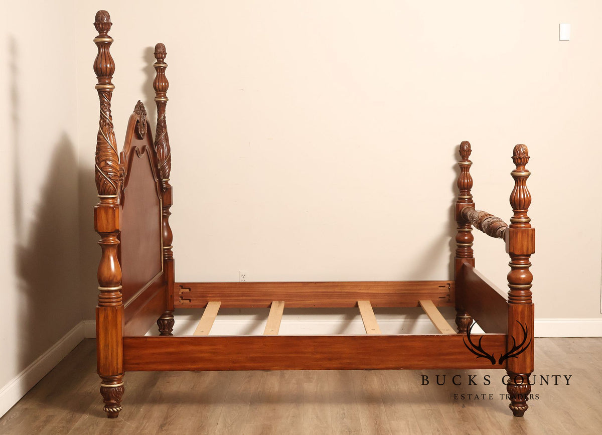 Drexel Heritage Carved King Size Four Poster Bed