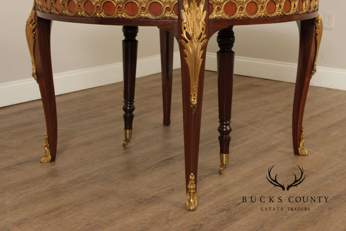 French Louis XV Style Ormolu Mounted Round Expandable Dining Table