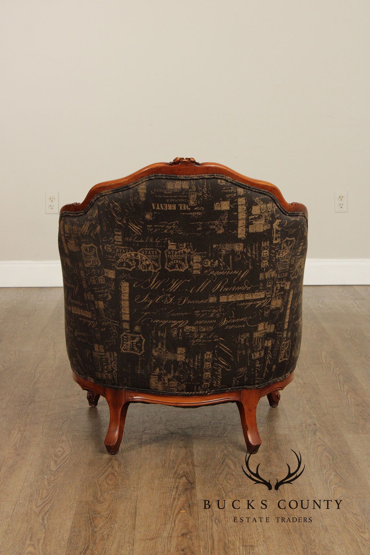 1930's French Louis XV Style Carved Barrel Bergere Armchair