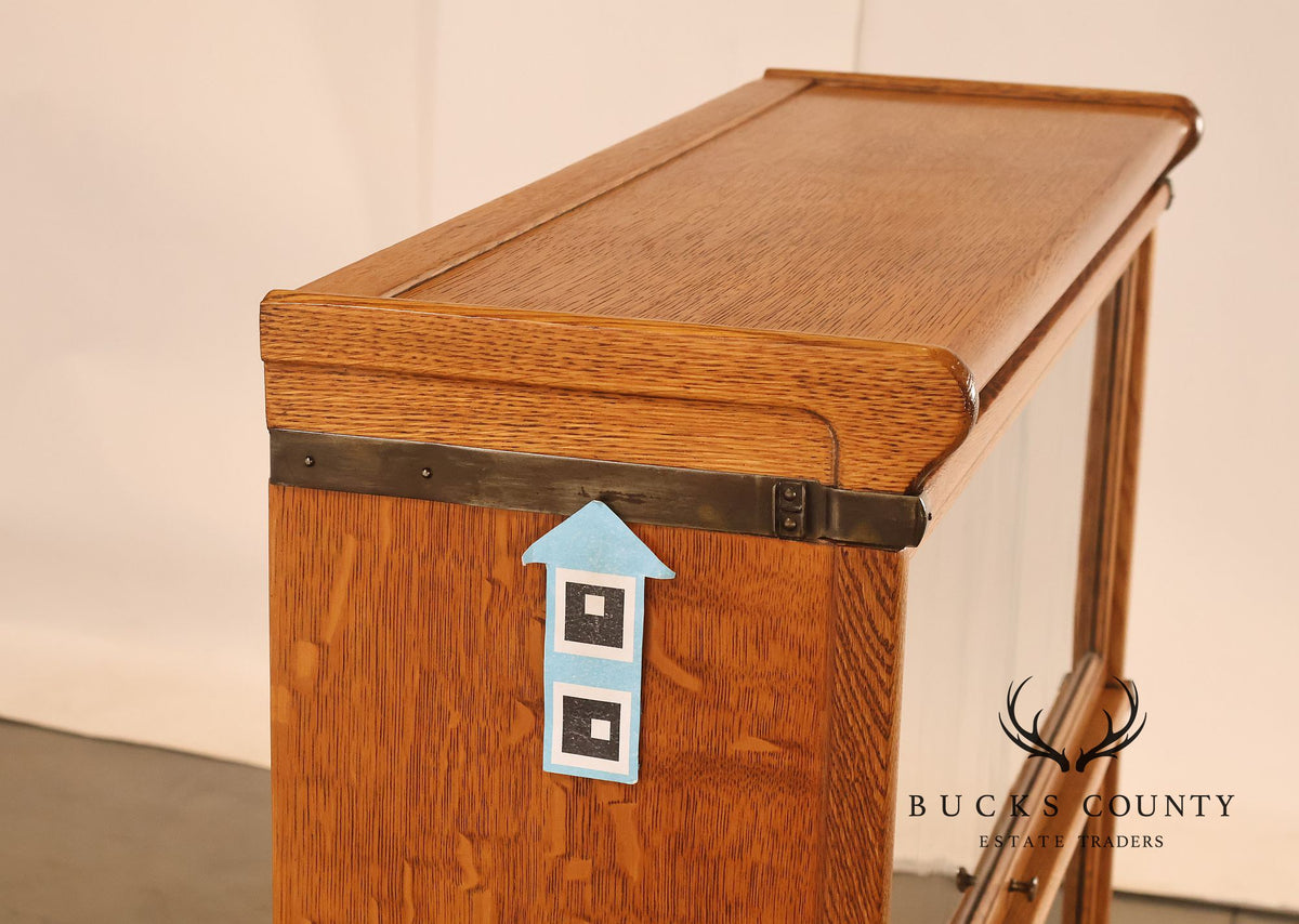 Arts & Crafts Three-Stack Oak Barrister Bookcase