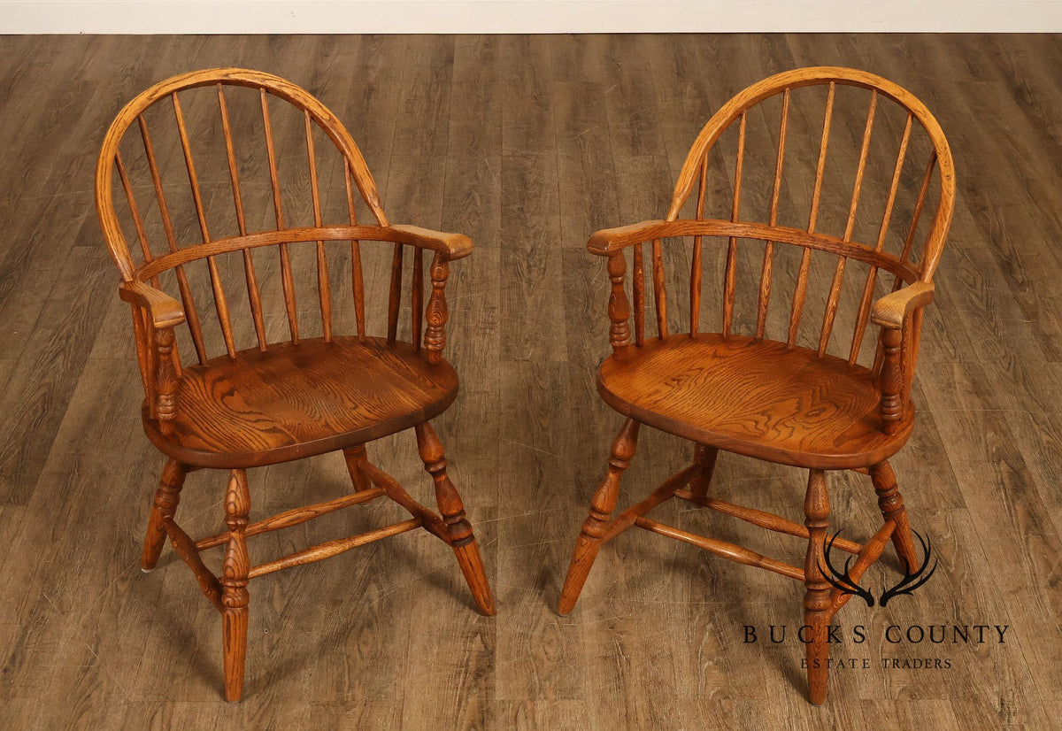 Vintage Pair of Oak Windsor Armchairs