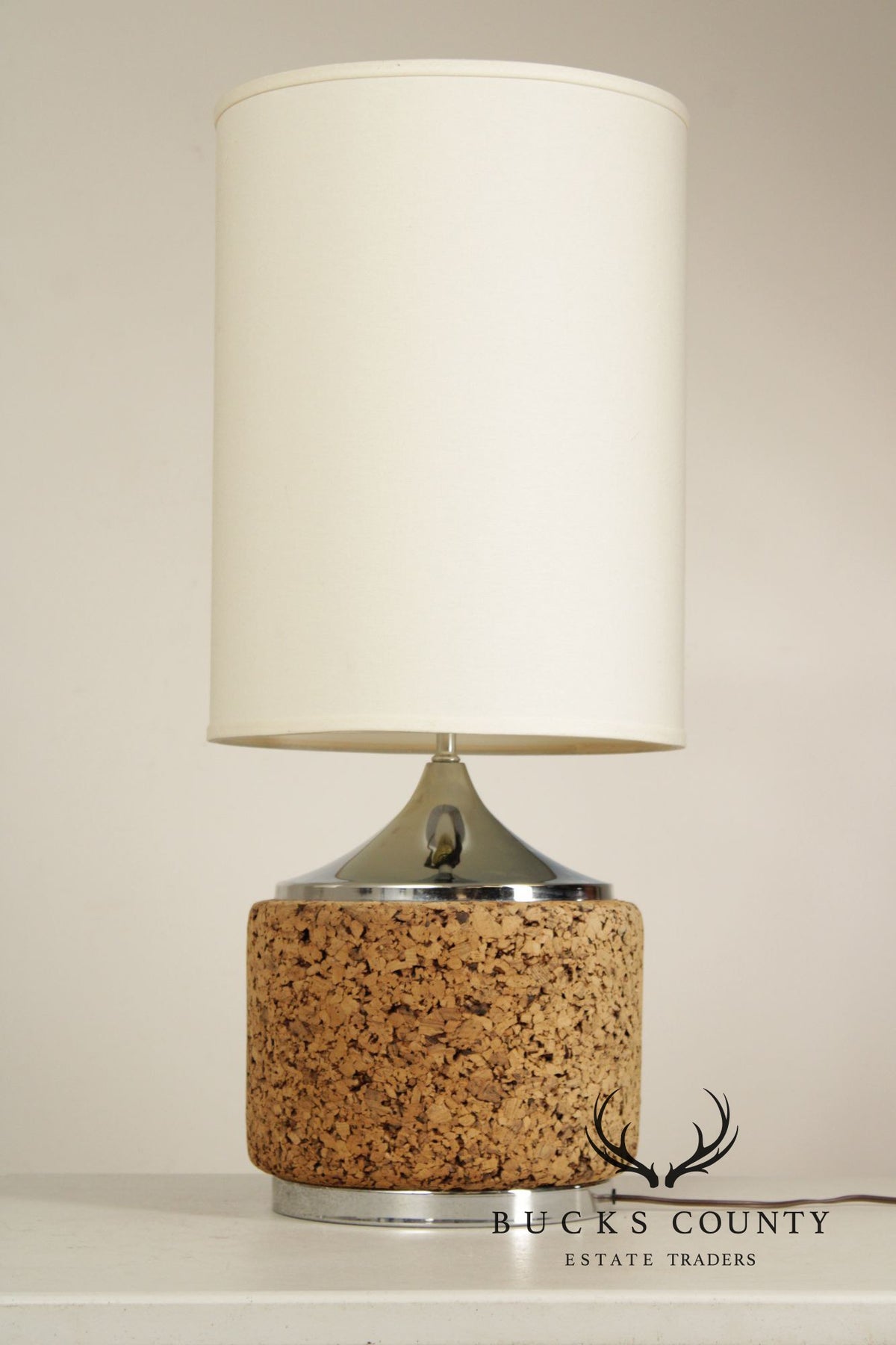 Mid Century Modern Pair of Cork Table Lamps
