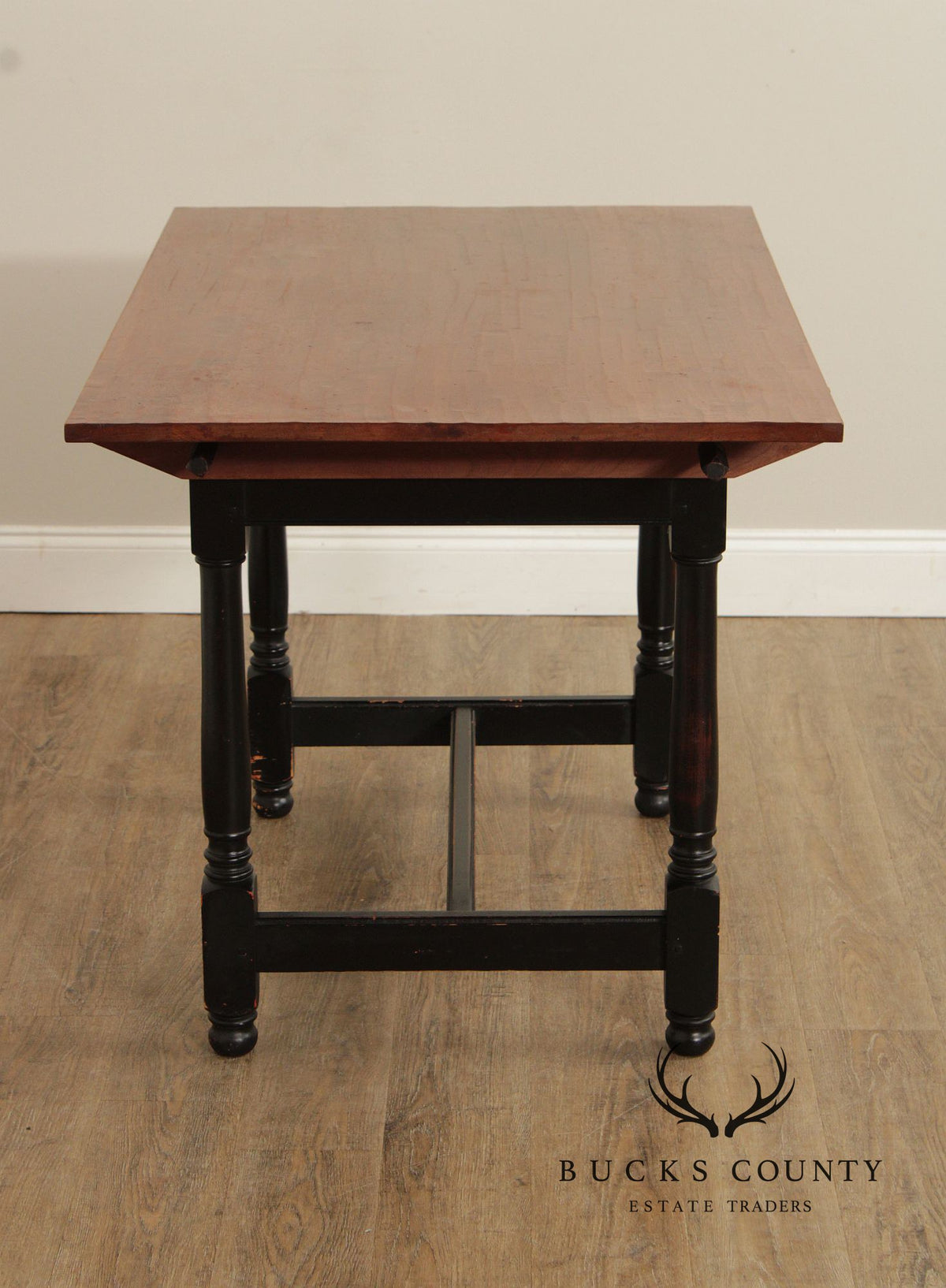 Farmhouse Style Cherry Top Painted Base Dining or Breakfast Table