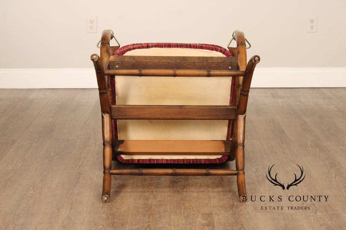 Campaign Style Faux Bamboo and Leather Sling Chair