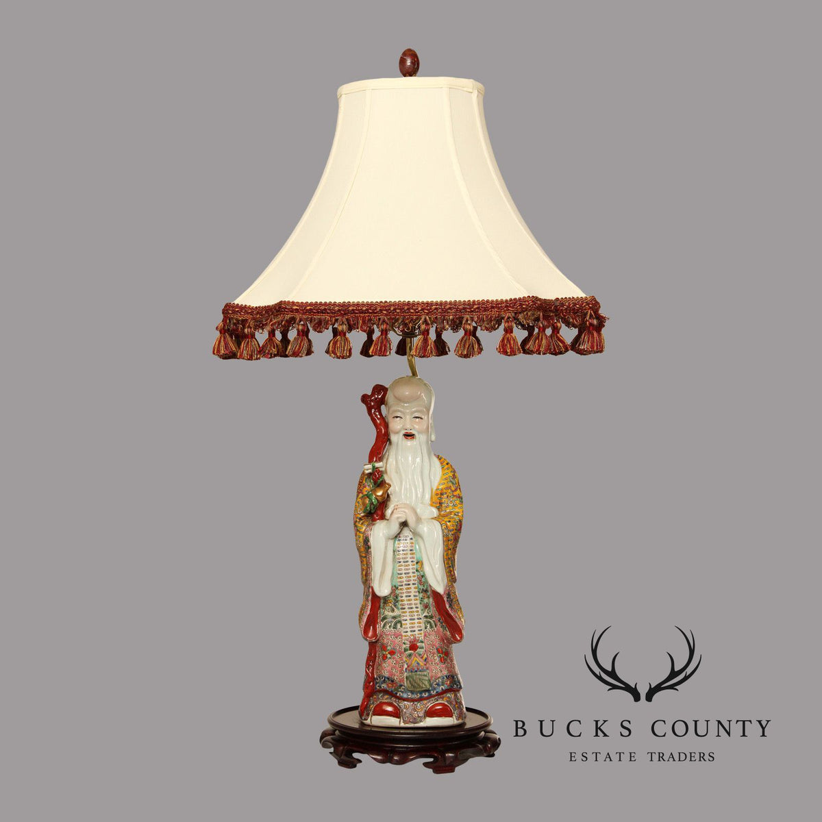 Chinese Immortal Porcelain Table Lamp