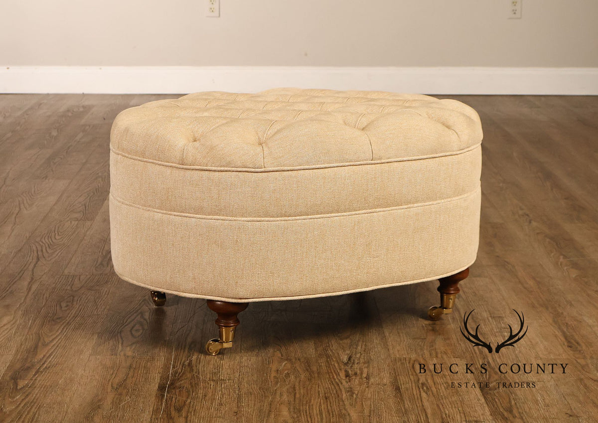 Traditional Tufted Upholstered Oval Ottoman