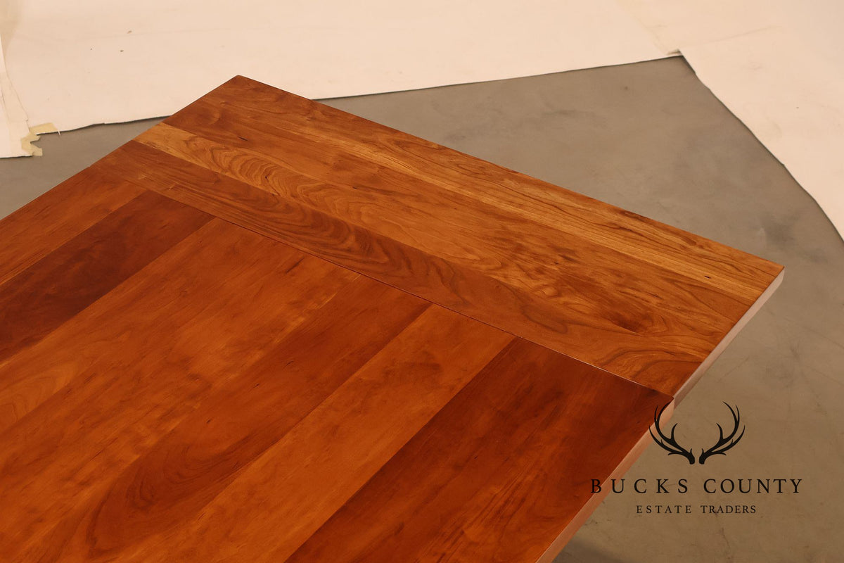 Stickley Cherry Double Pedestal Extension Dining Table With Two Leaves
