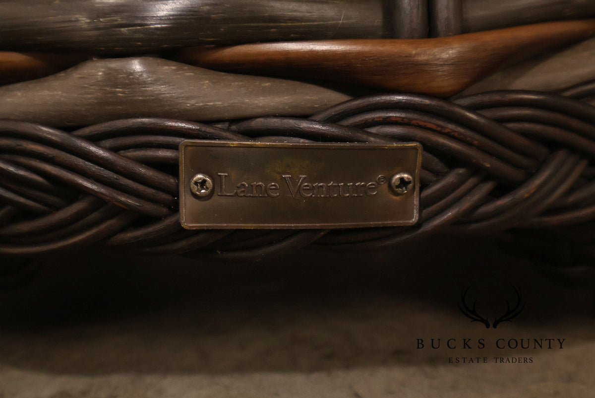 Lane Venture 'South Hampton' Pair of Glass Top Wicker End Tables