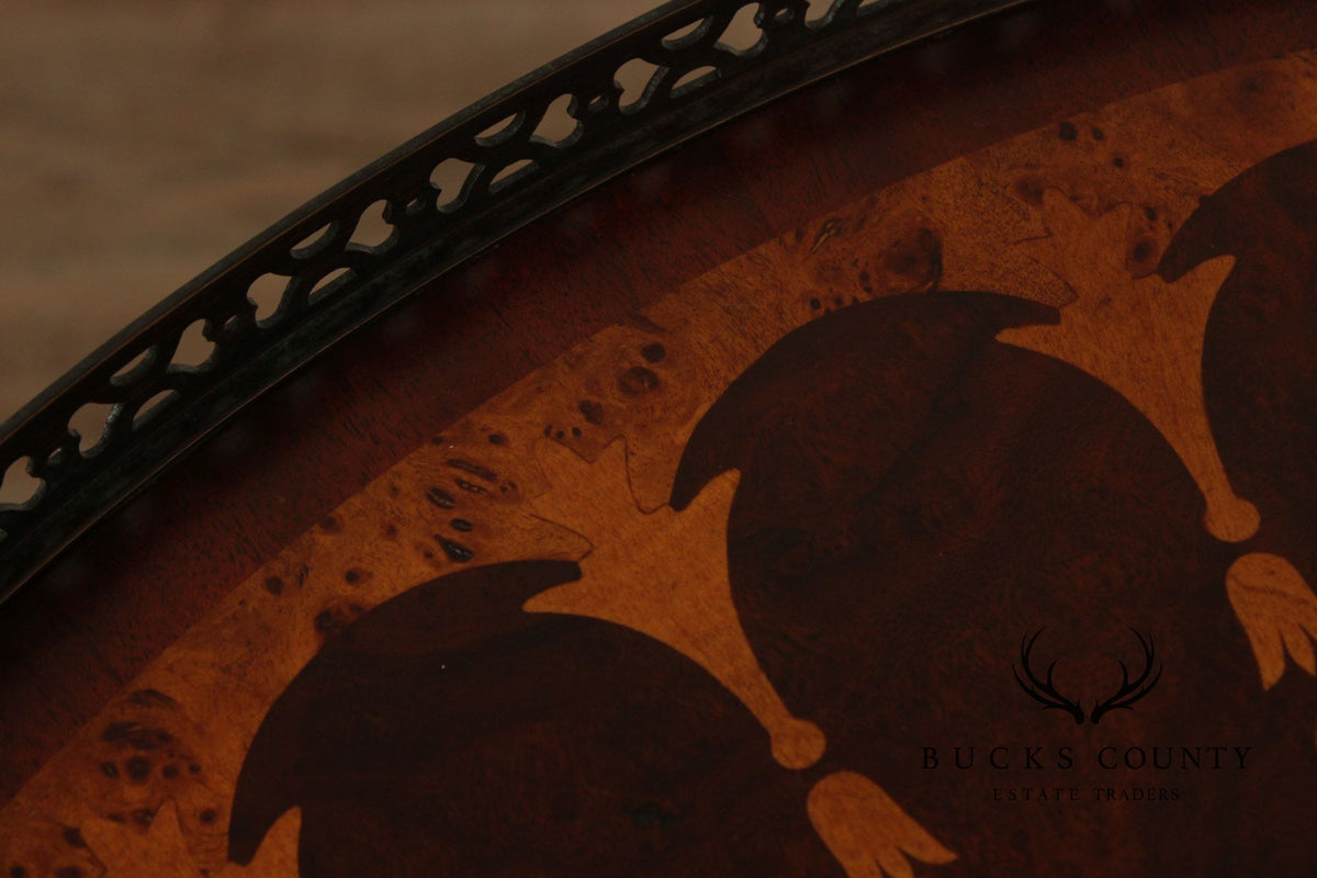 Theodore Alexander Round Two-Tier Inlaid Occasional Table