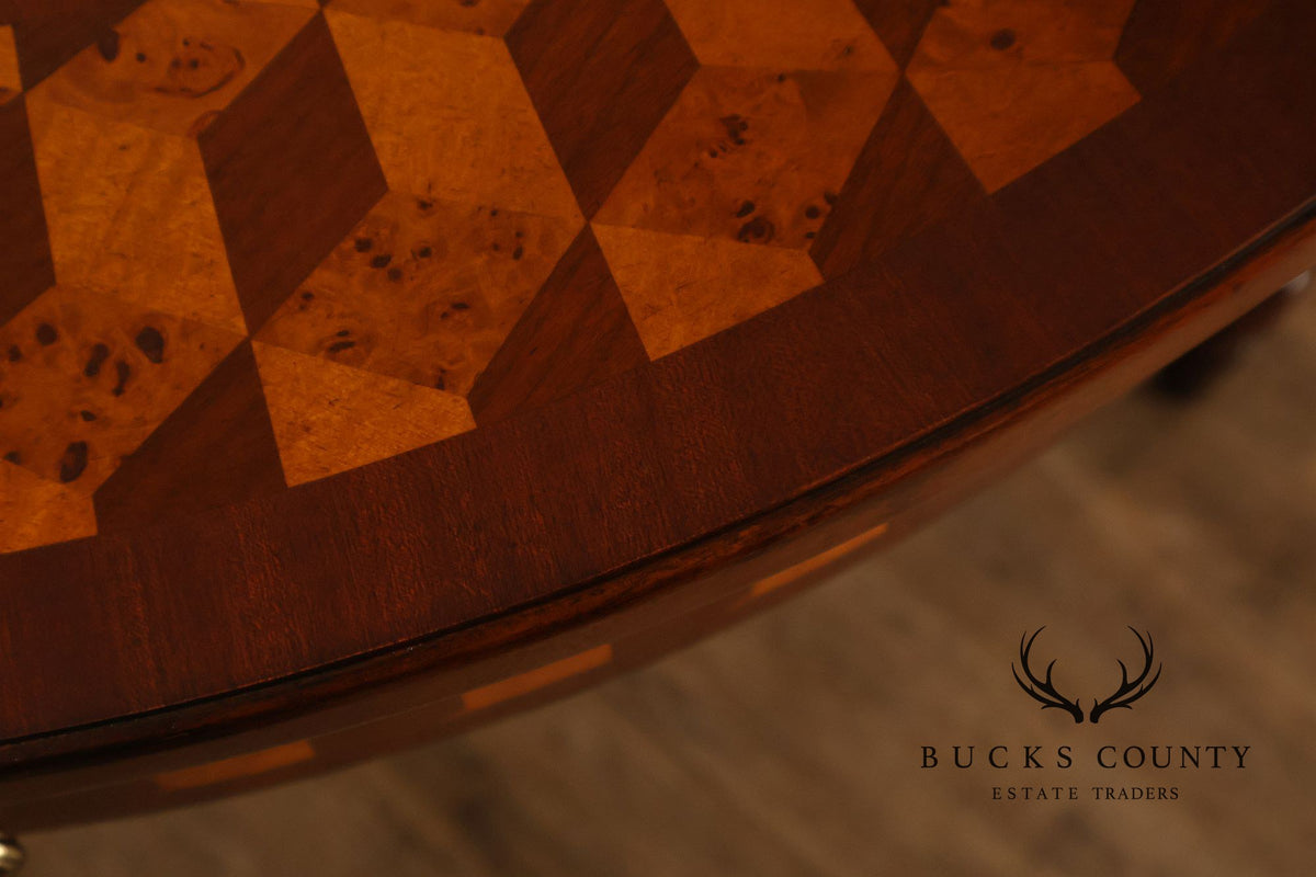 Maitland Smith Inlaid Demilune Console Games Table