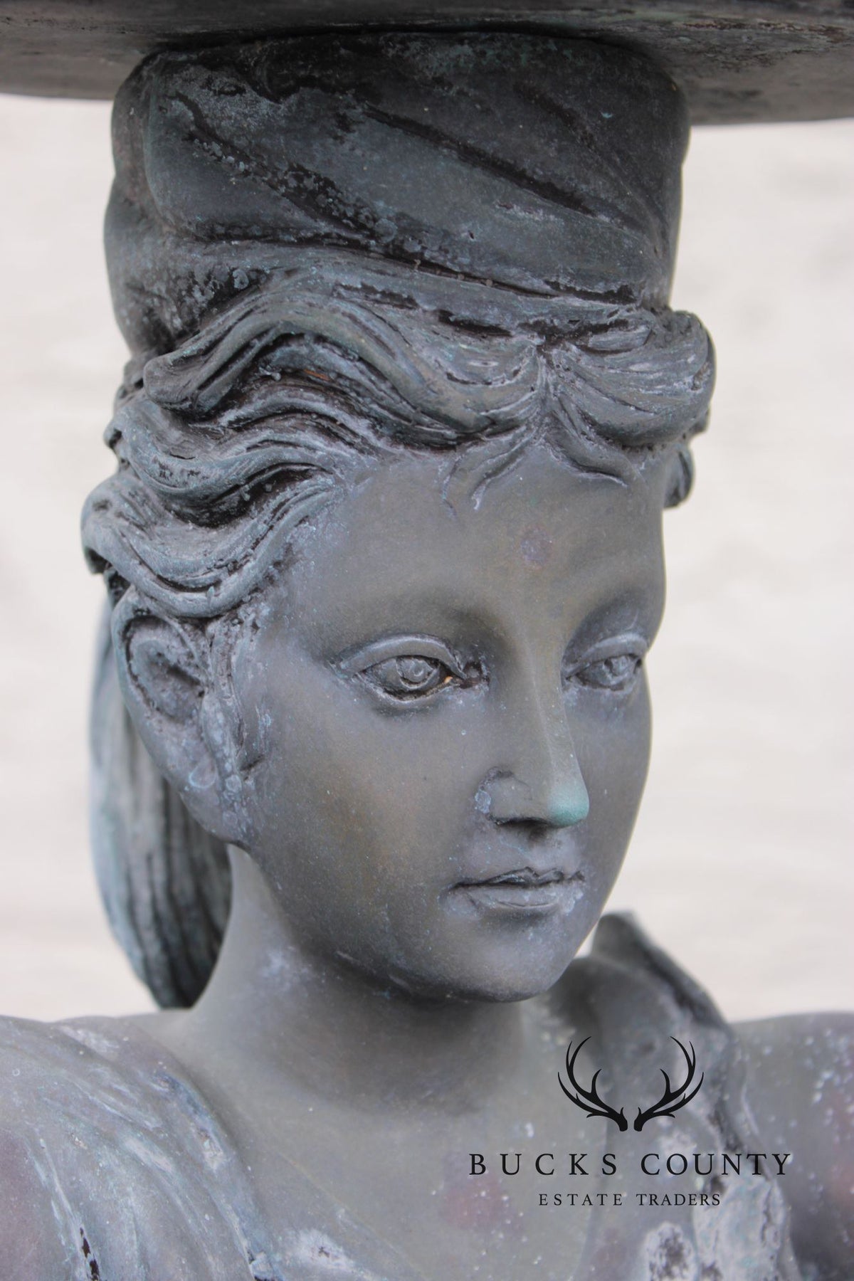 Classical Style Figural Bronze Garden Birdbath