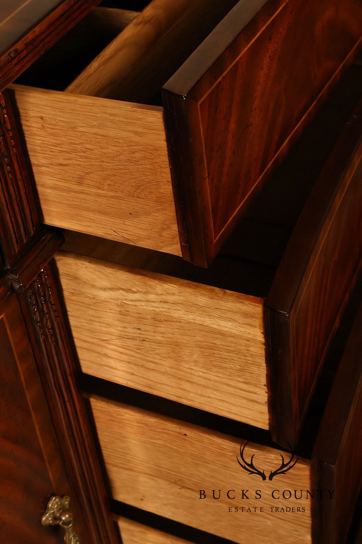 Jonathan Charles Mahogany Federal Style Credenza Sideboard With Brass Hardware