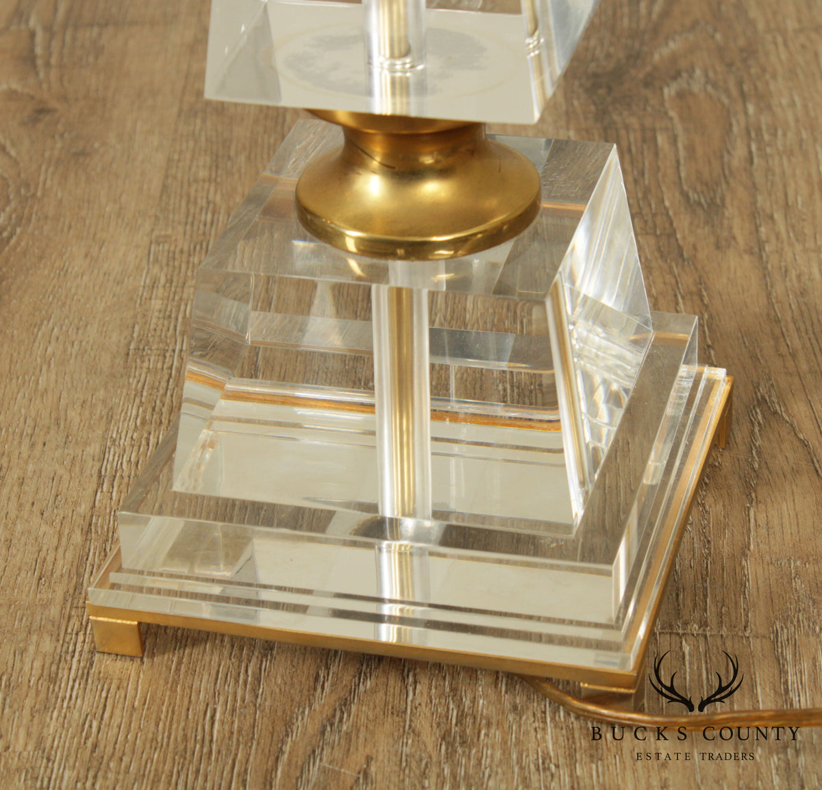 Quality Luerte and Brass Obelisk Table Lamp