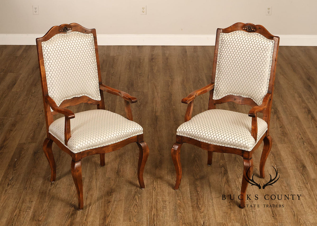 Guy Chaddock Pair Of Country French Upholstered Dining Armchairs