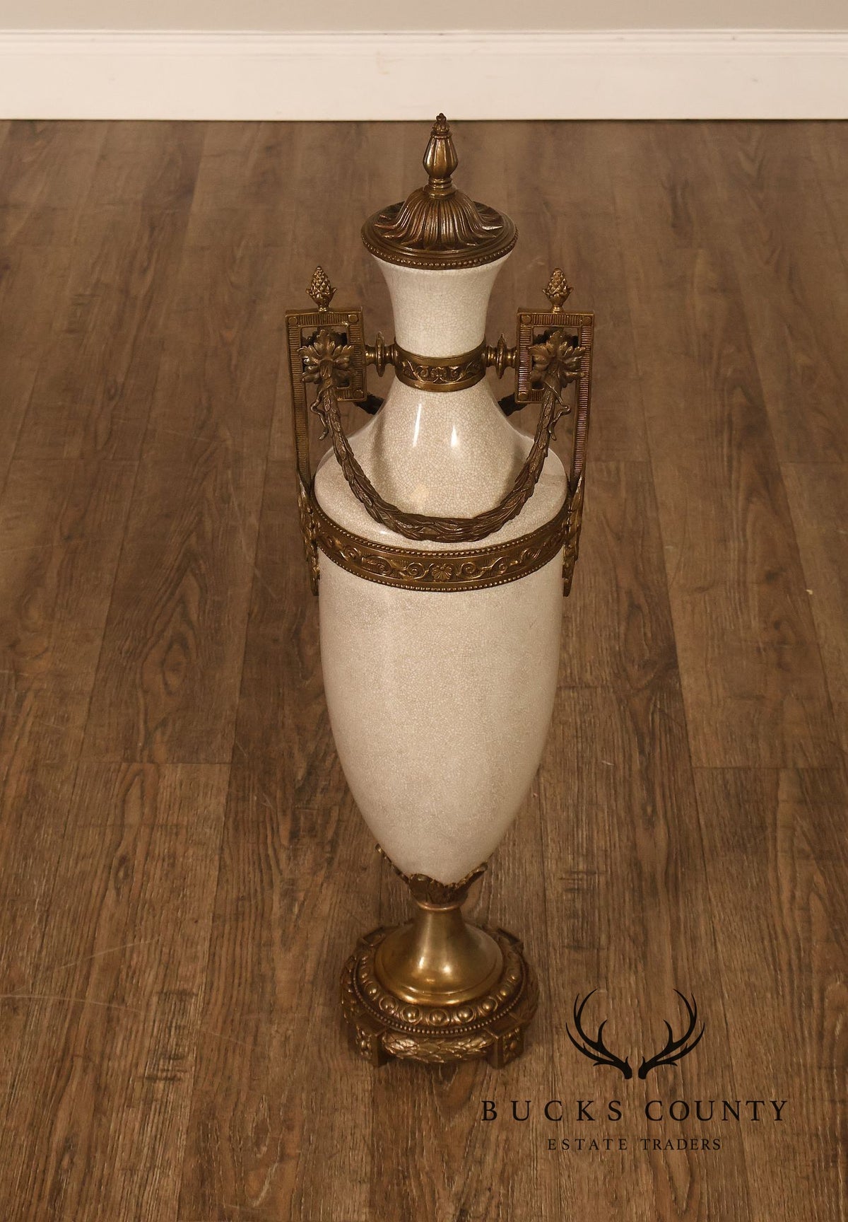 Neoclassical Style Crackle Glazed Porcelain Urn