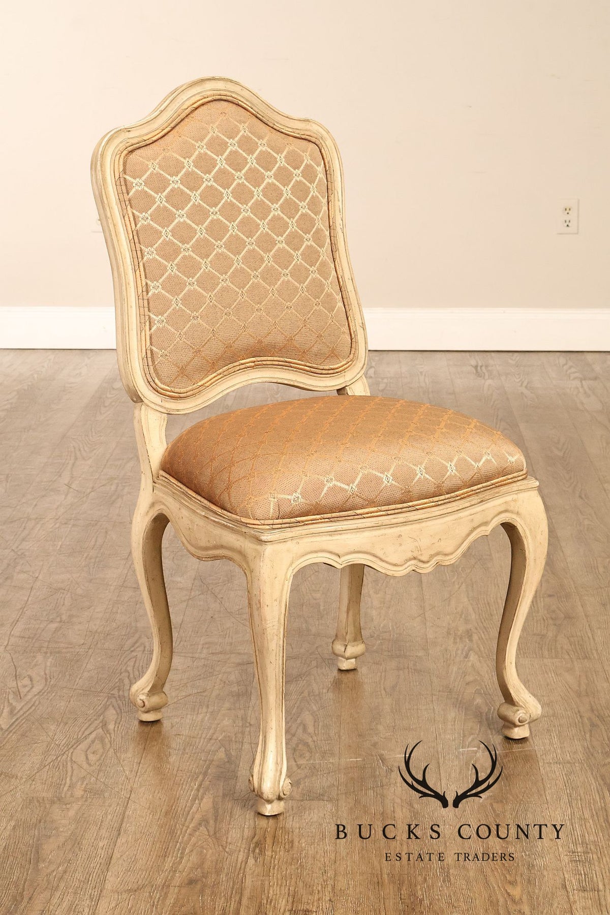 French Provincial Style Set Of Six Painted Upholstered Dining Chairs